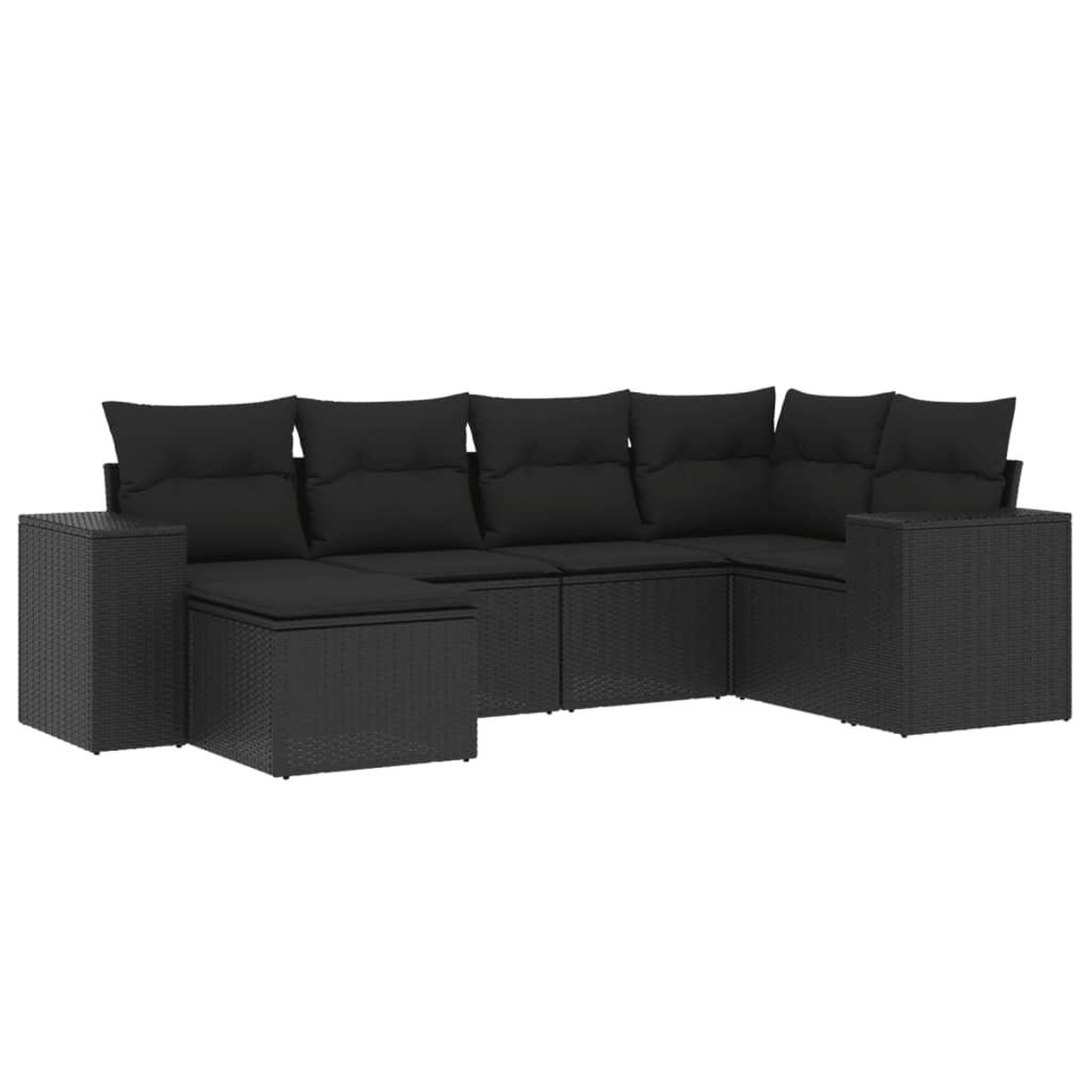 Voir la diapositive 2 : VIDAXL Salon de jardin 6 pcs avec coussins noir resine tressee