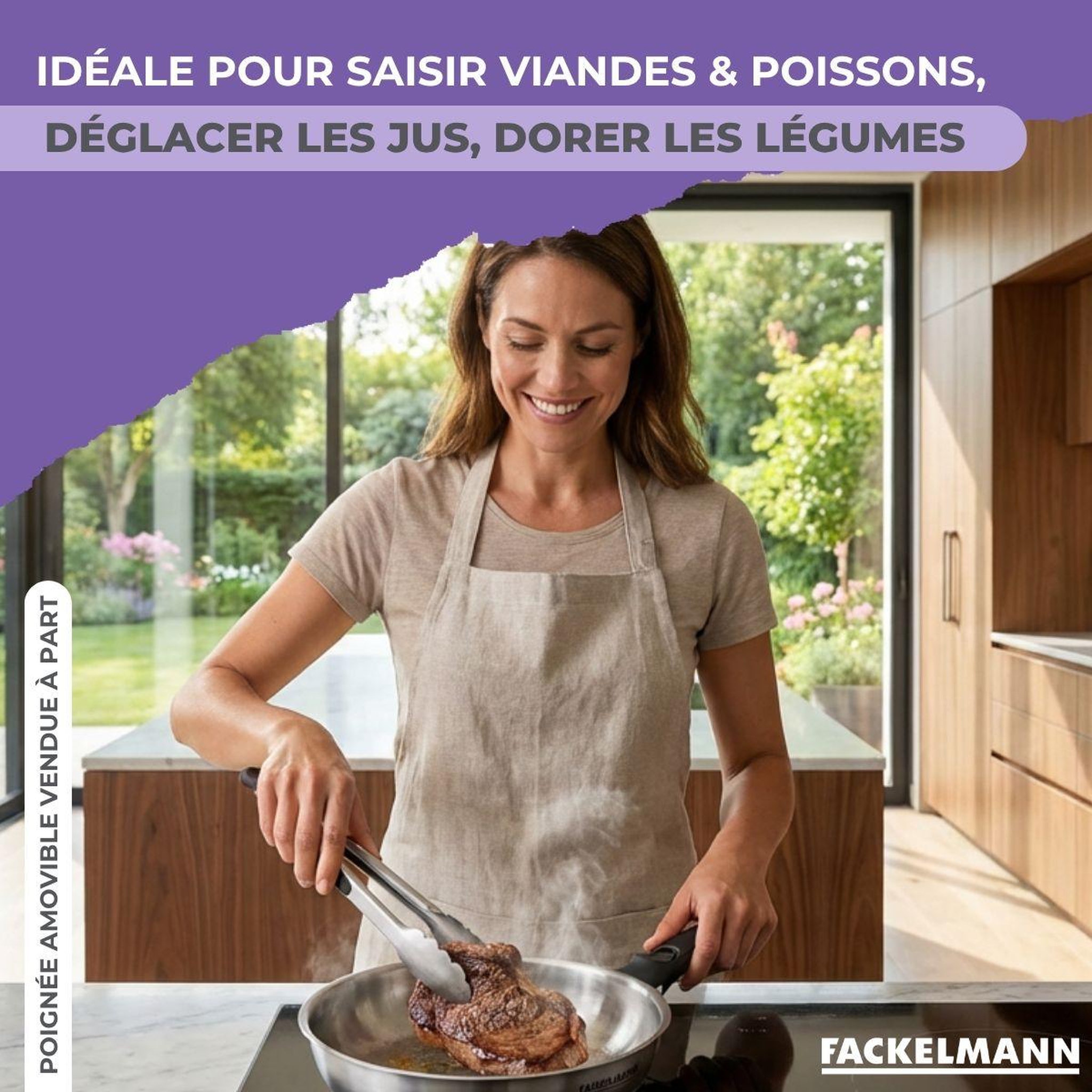 Voir la diapositive 4 : Fackelmann Poêle 20 cm en inox manche amovible fackelmann inogrip