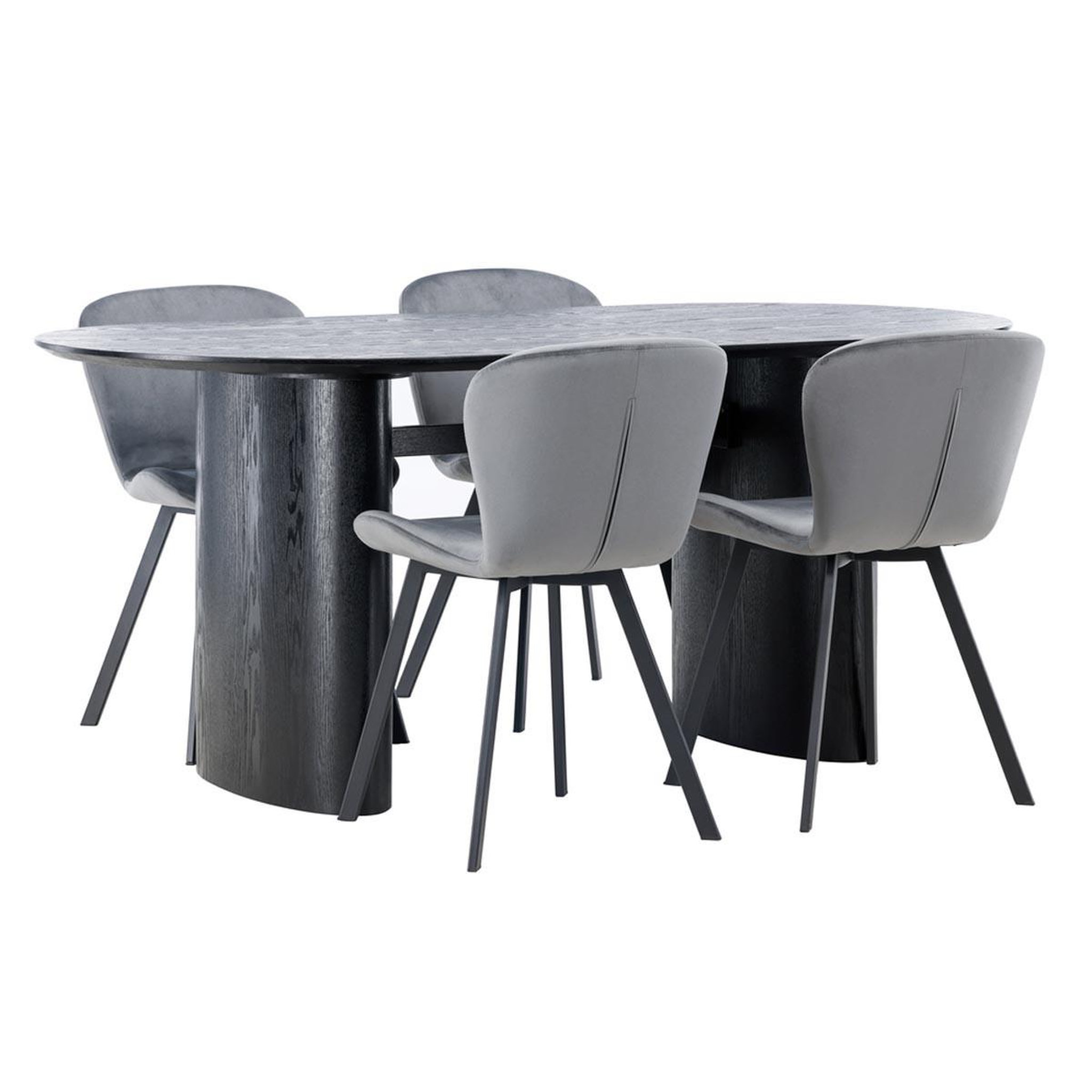 Paris Prix Ensemble table à manger & 4 chaises  isolde & lilja  180cm noir & gris