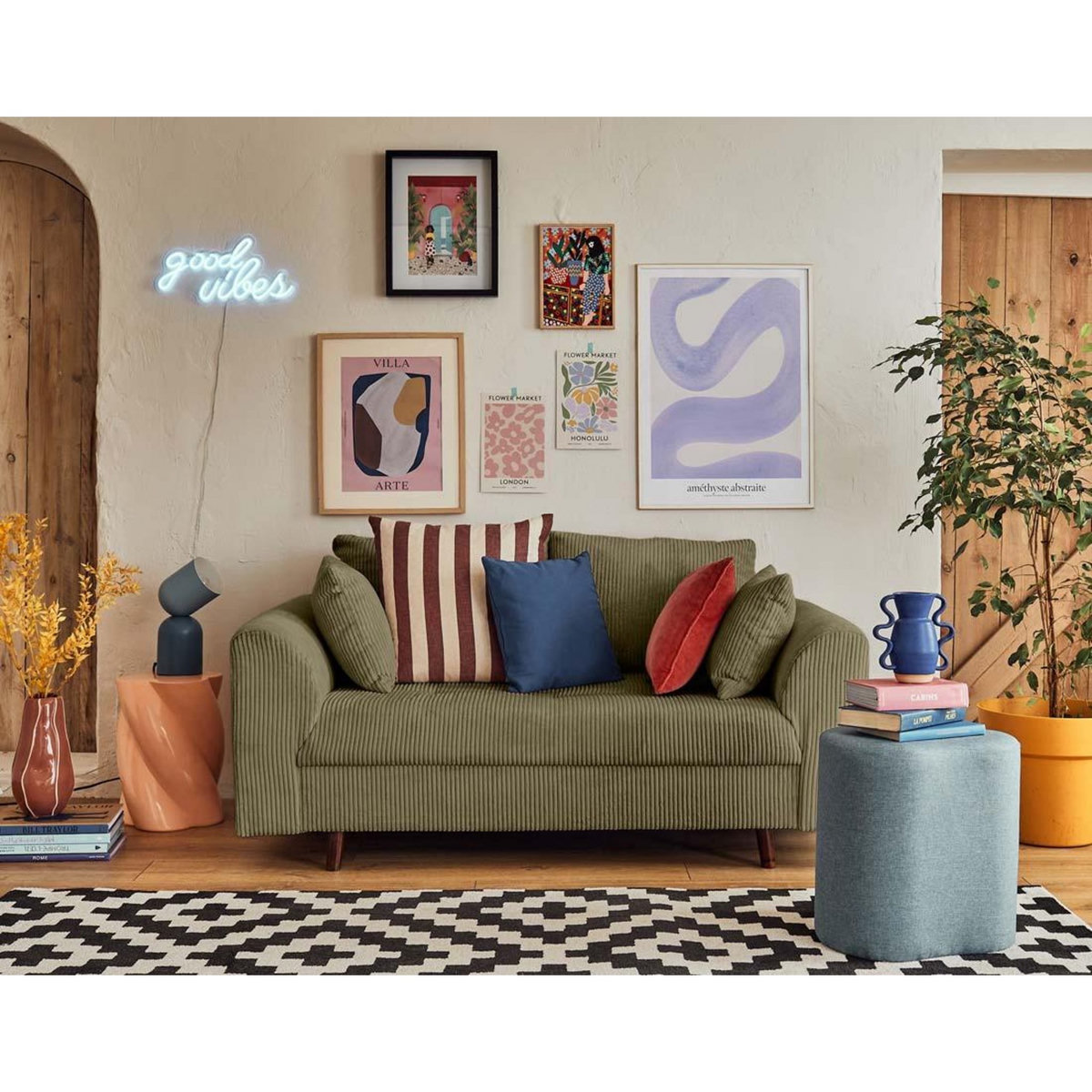 LISA DESIGN Rune - canapé 2 places - en velours côtelé