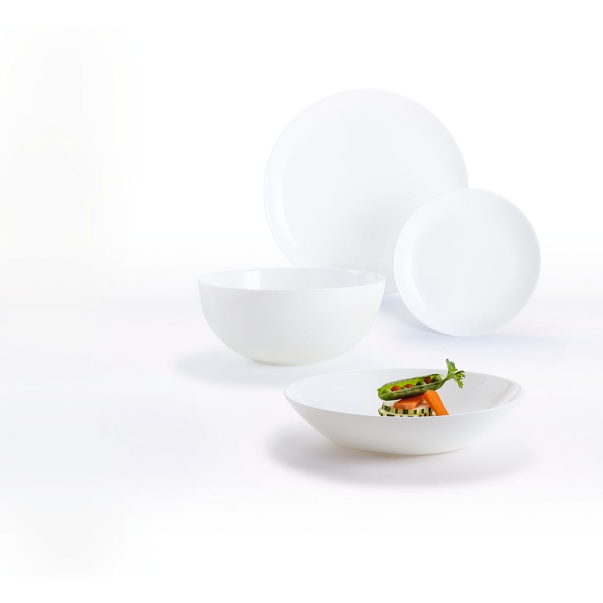 LUMINARC Service d'assiettes opale 19 pièces DIWALI blanc