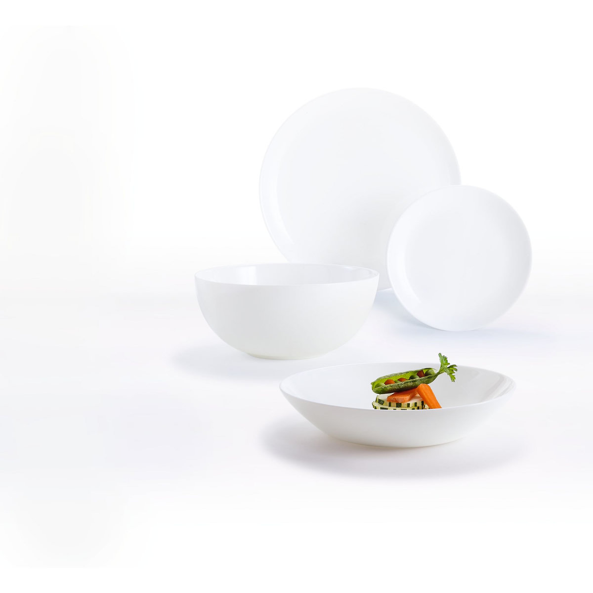 LUMINARC Service d'assiettes opale 19 pièces DIWALI blanc