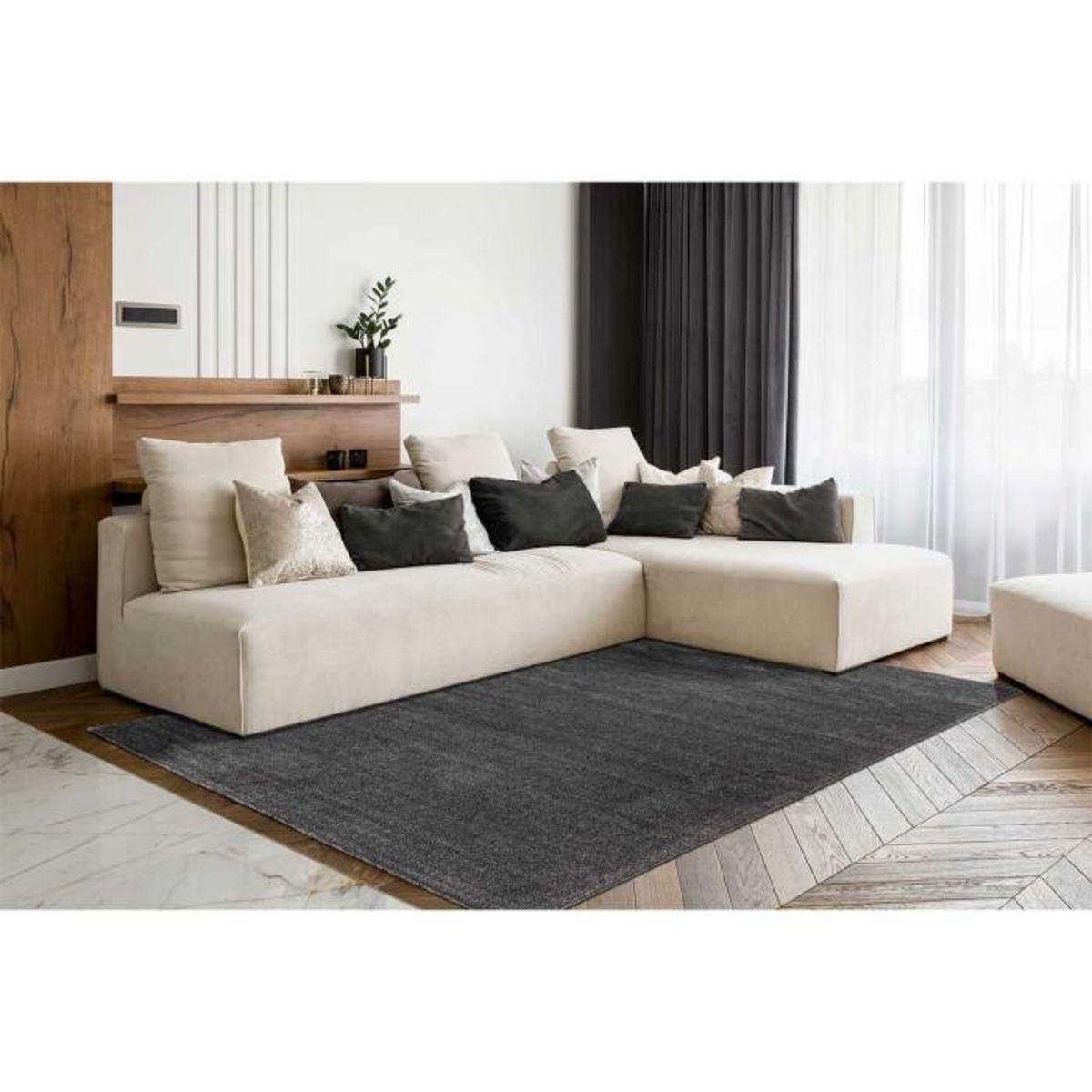 Paris Prix Tapis Tissé Shaggy à Poils Longs  Nila  Anthracite