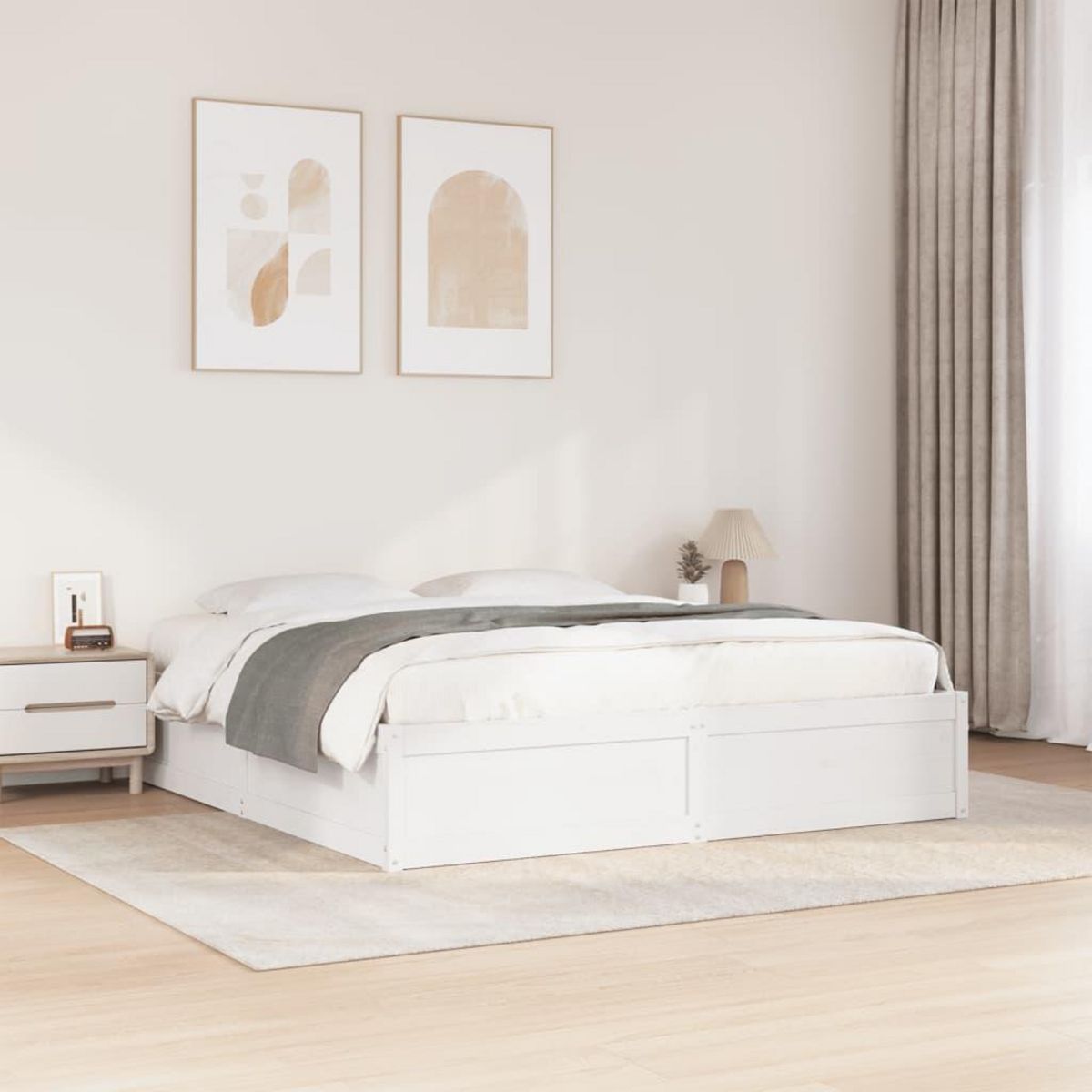 VIDAXL Cadre de lit sans matelas blanc 180x200 cm bois massif de pin