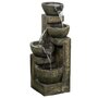 OUTSUNNY Fontaine de jardin cascade 4 pots débit réglable pompe à eau submersible incluse résine noir bronze vieilli
