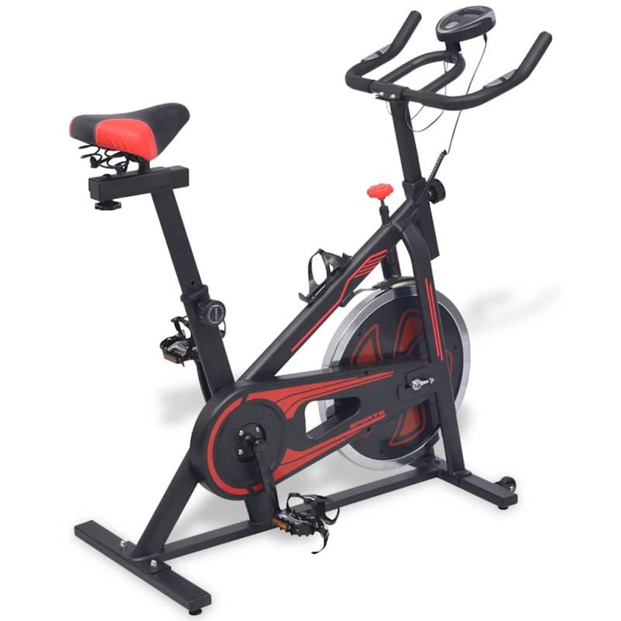 Voir la diapositive 1 : VIDAXL Vélo d appartement avec capteurs de pouls Noir et rouge