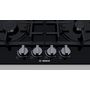 Voir la diapositive 2 : BOSCH Table cuisson gaz 60cm 4 feux noir - pnp6b6b90