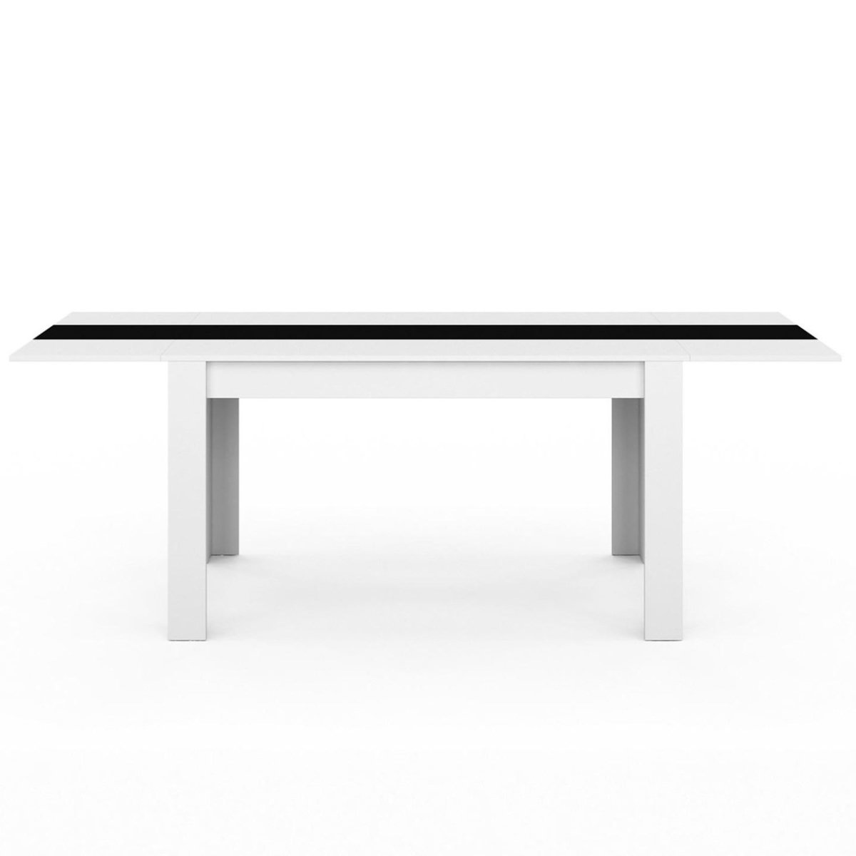 ID MARKET Table à manger extensible rectangle GEORGIA 6-10 personnes blanche et noire 140-220 x 90 cm