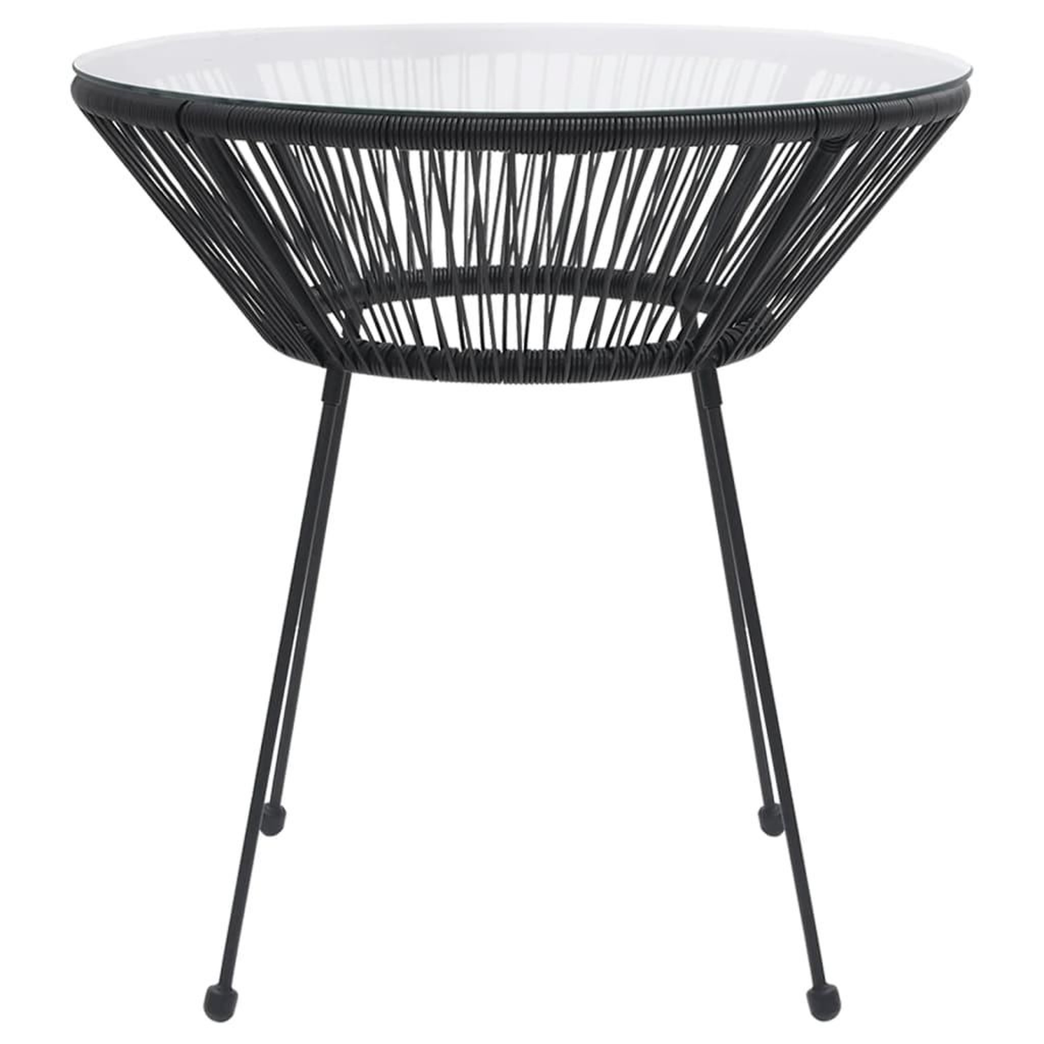 Voir la diapositive 2 : VIDAXL Table a manger de jardin Noir Ø70x74 cm Rotin et verre