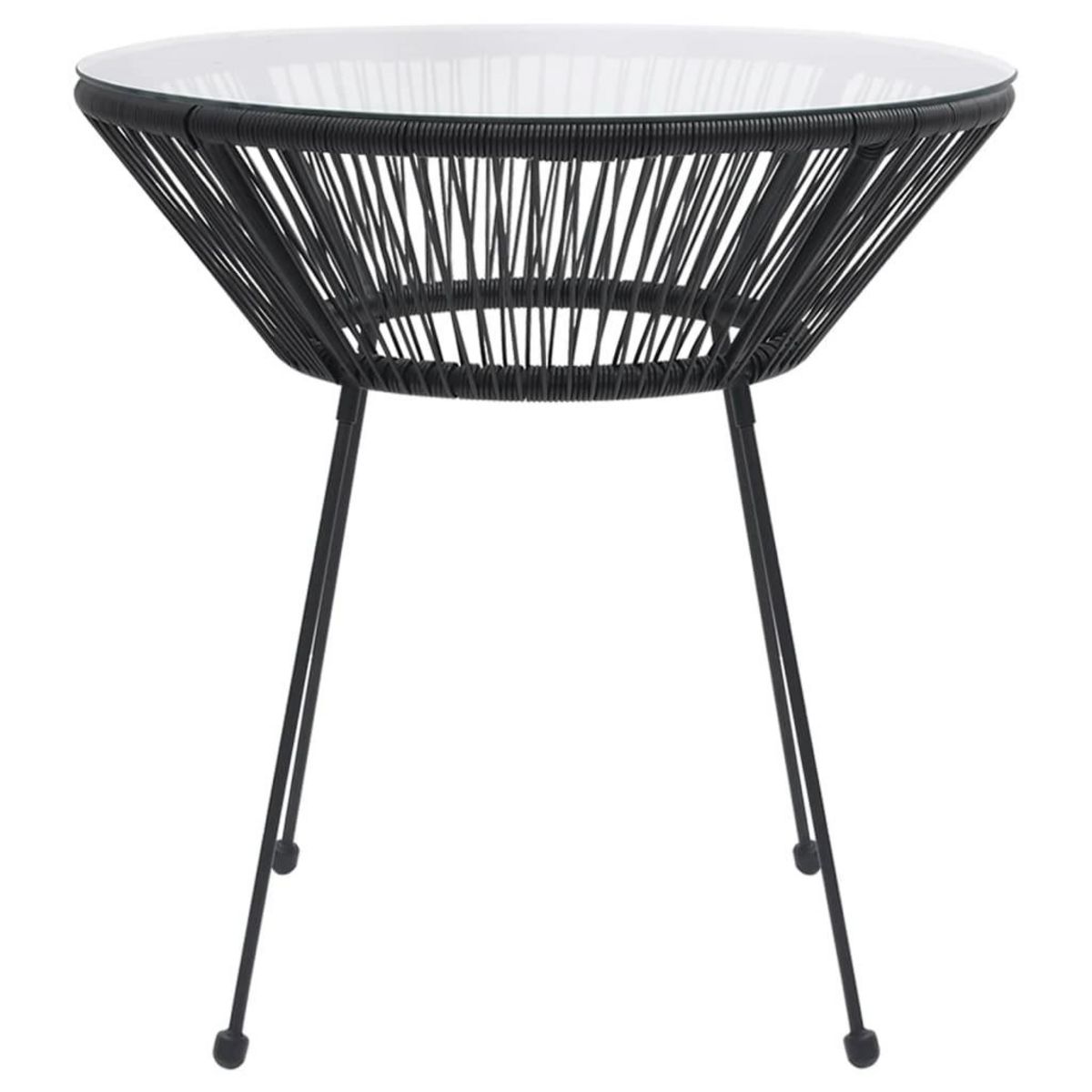 VIDAXL Table a manger de jardin Noir Ø70x74 cm Rotin et verre