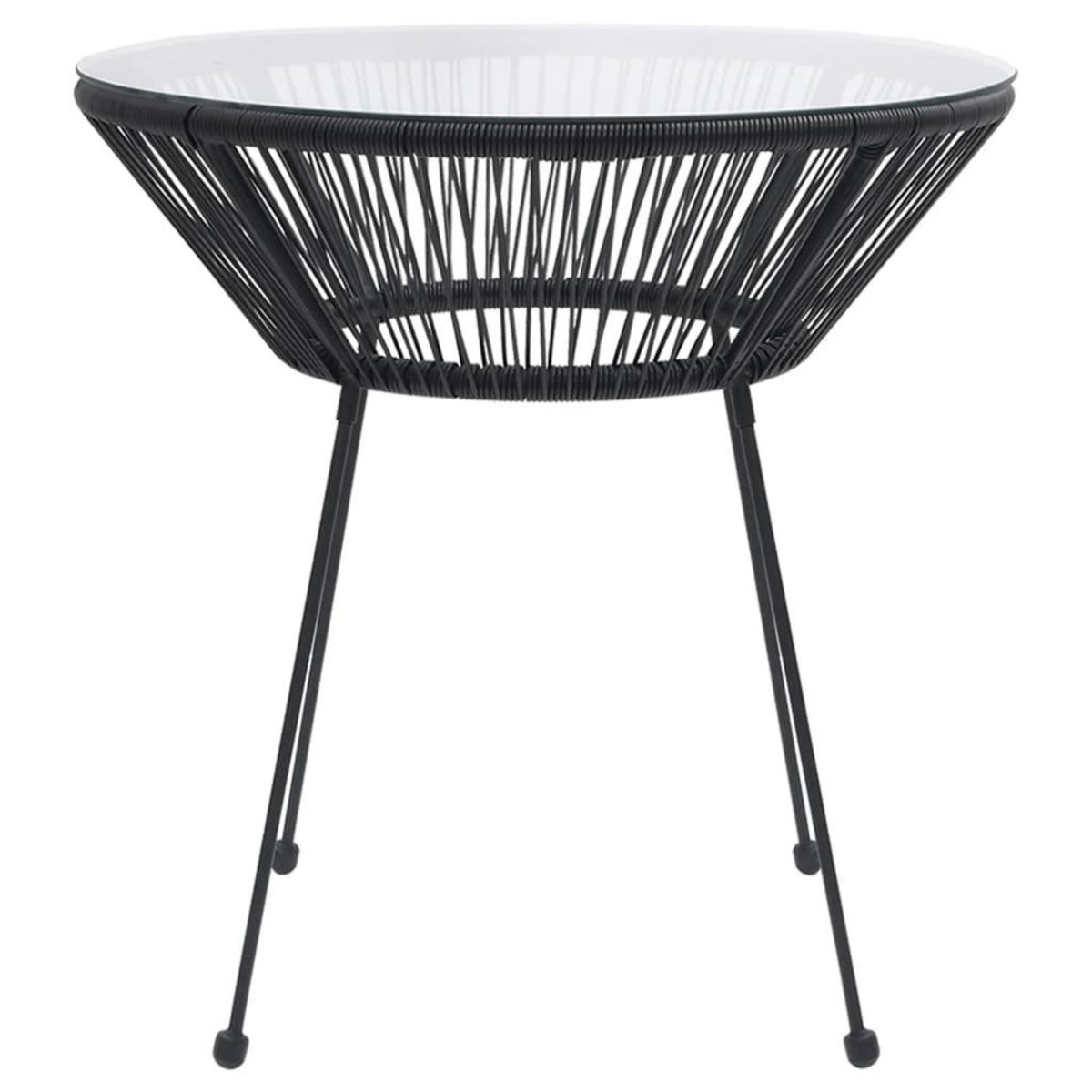 VIDAXL Table a manger de jardin Noir Ø70x74 cm Rotin et verre