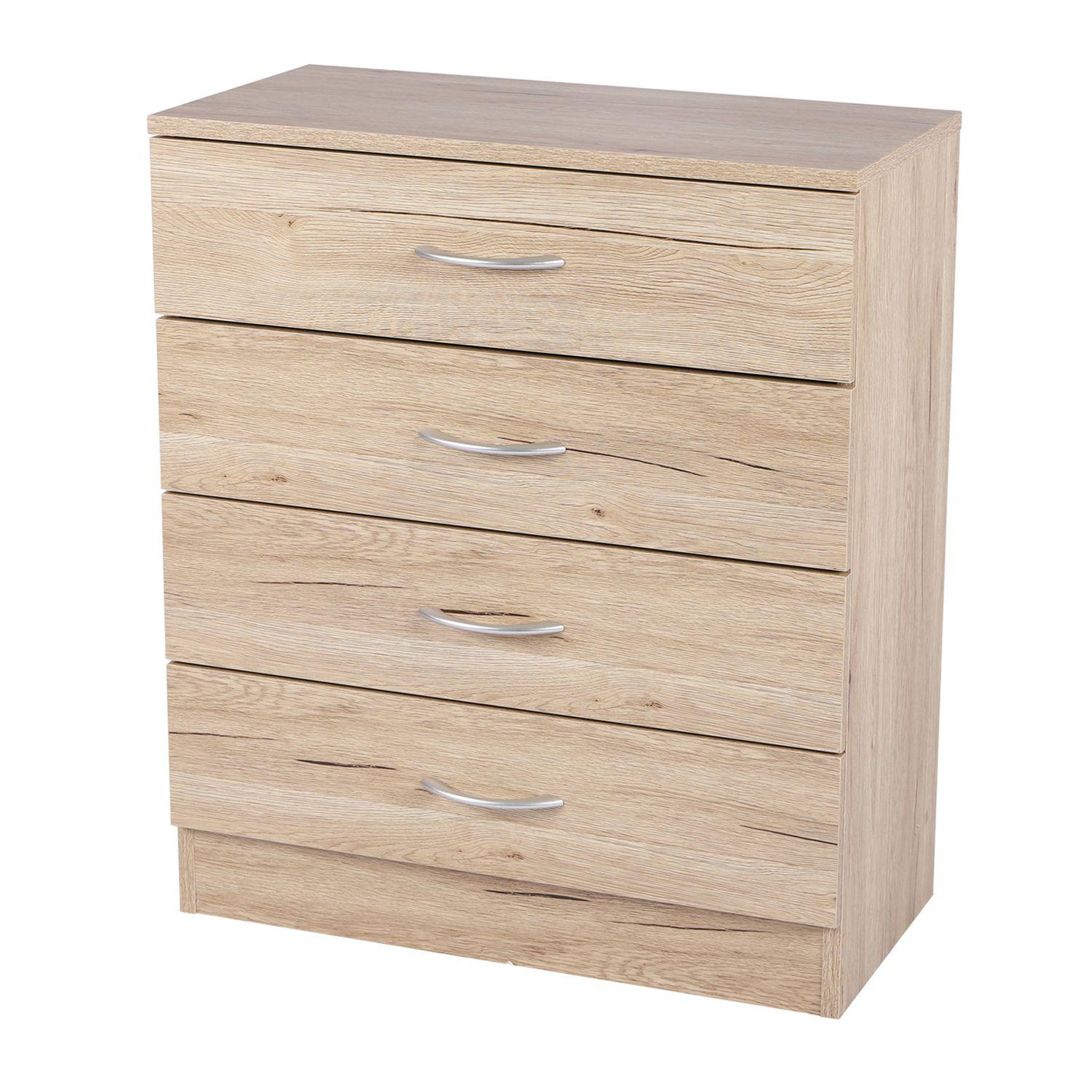 TOILINUX Meuble de rangement 4 tiroirs design moderne pratik - bois clair