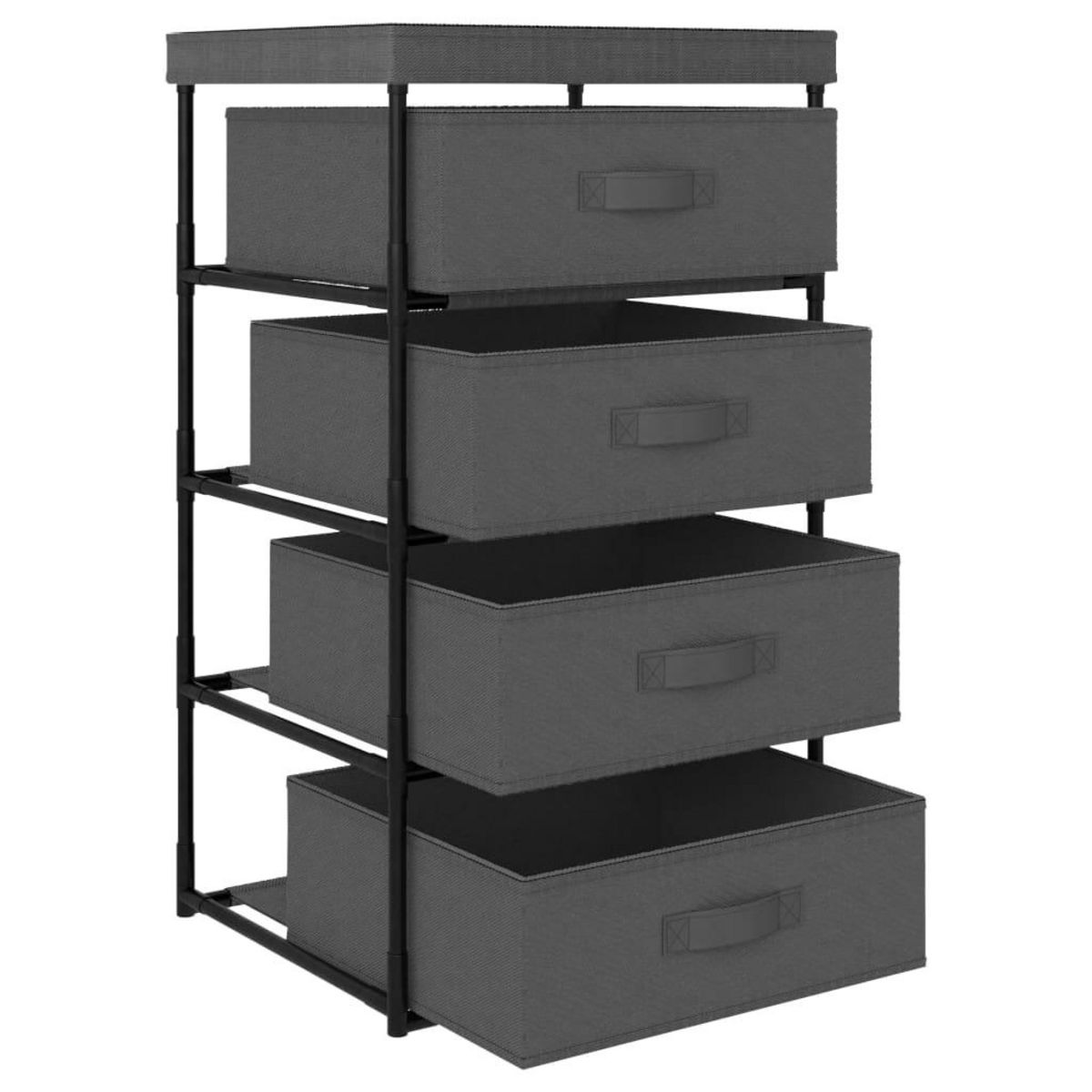 VIDAXL Etagere de rangement avec 4 paniers en tissu Acier Gris