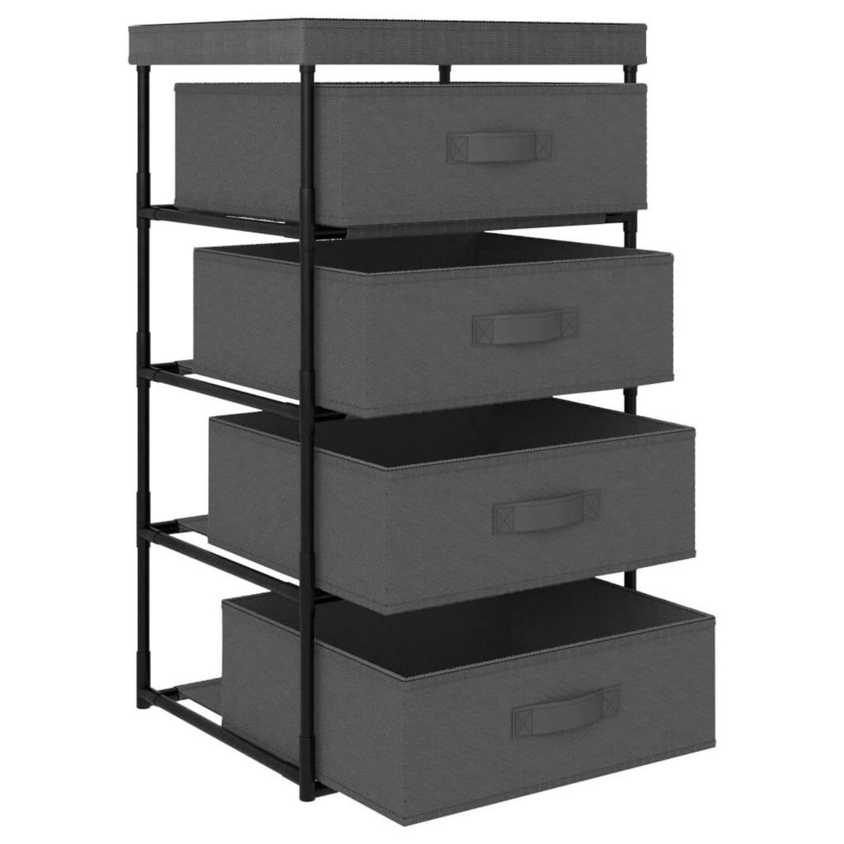 VIDAXL Etagere de rangement avec 4 paniers en tissu Acier Gris