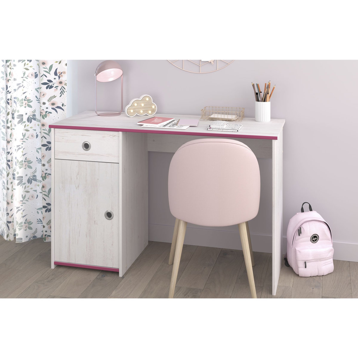 Bureau enfant 1 tiroir 2 niches L121cm REVERSO