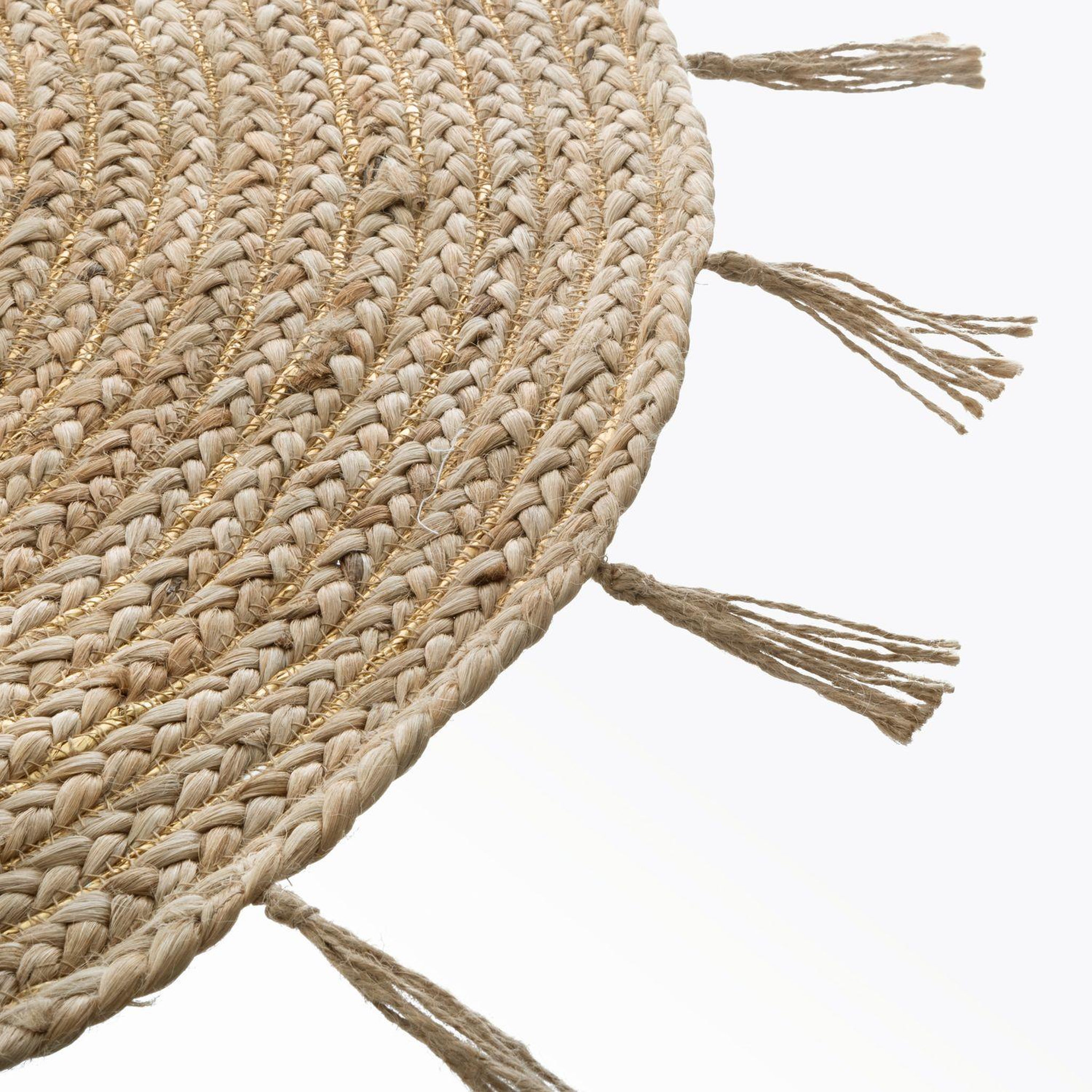 Voir la diapositive 3 : ATMOSPHERA Tapis à franges rond en jute Cosy - Diam. 80 cm - Beige