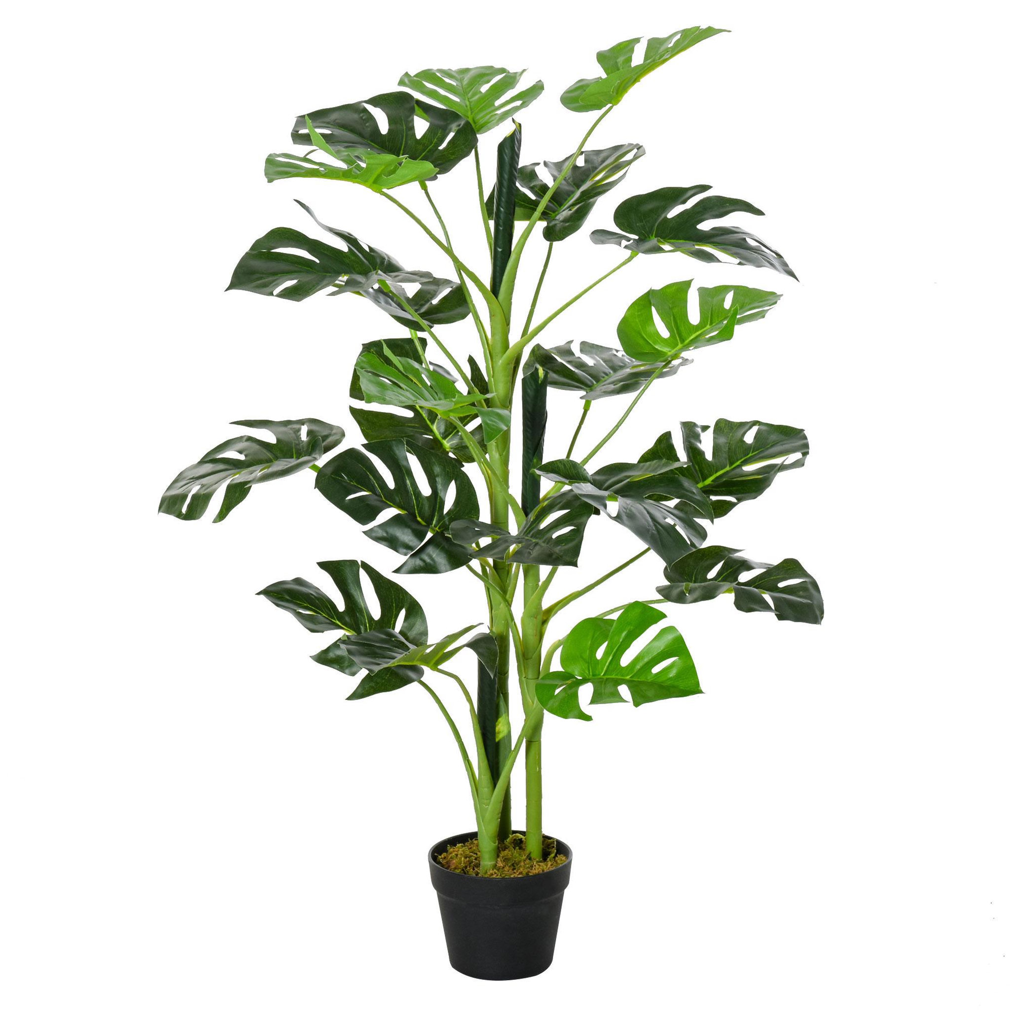 OUTSUNNY Arbre artificiel plante artificielle Monstera H. 100 cm tronc branches lichen feuilles de tortue grand réalisme pot inclus