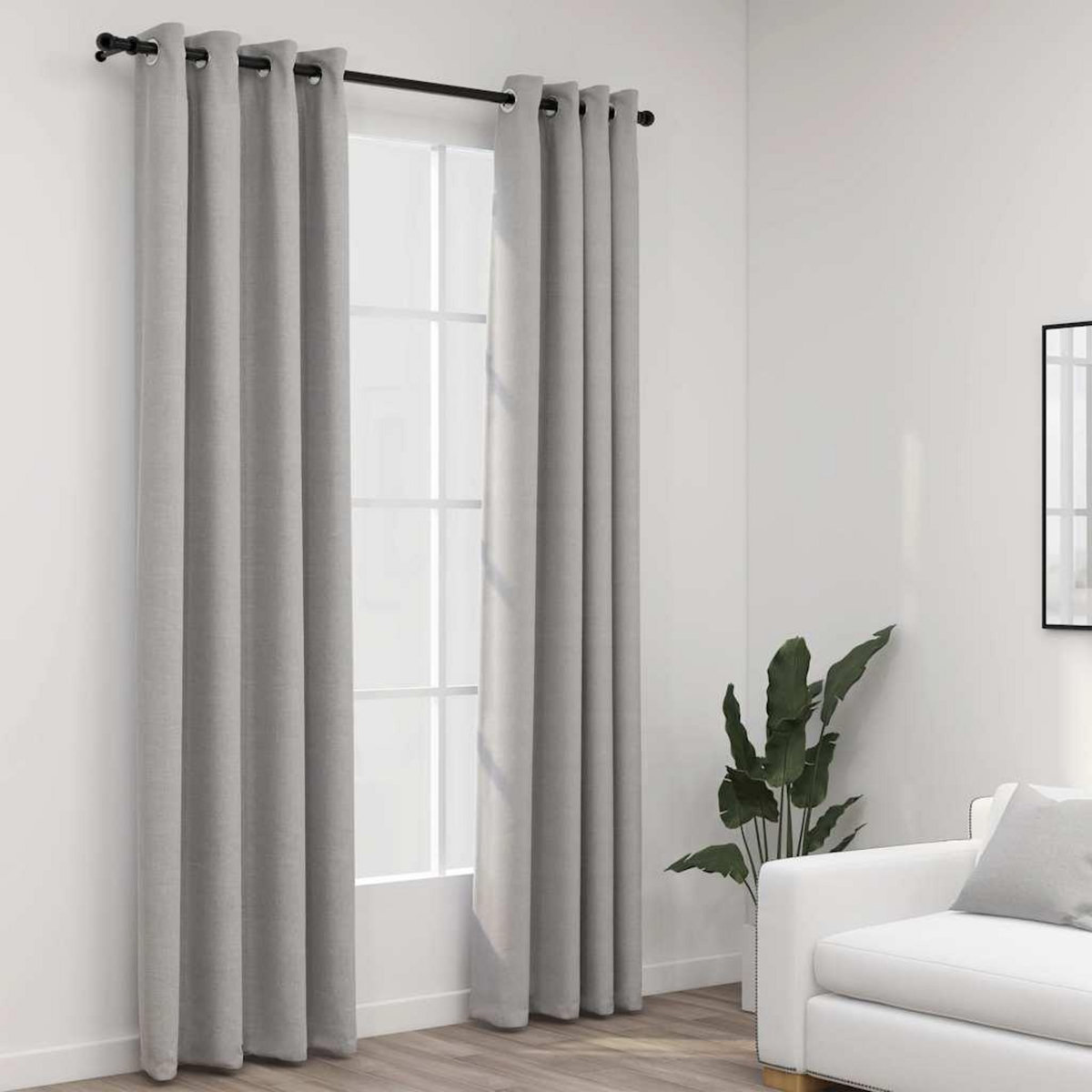 VIDAXL Rideaux occultants Aspect lin avec œillets 2 pcs Gris 140x245cm