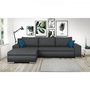 Voir la diapositive 2 : MARKET24 Canapé d'angle convertible réversible 5 places Indian - Tissu gris foncé - L 289 x P 94/188 x H 88 cm