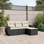 VIDAXL Salon de jardin 4 pcs avec coussins noir resine tressee