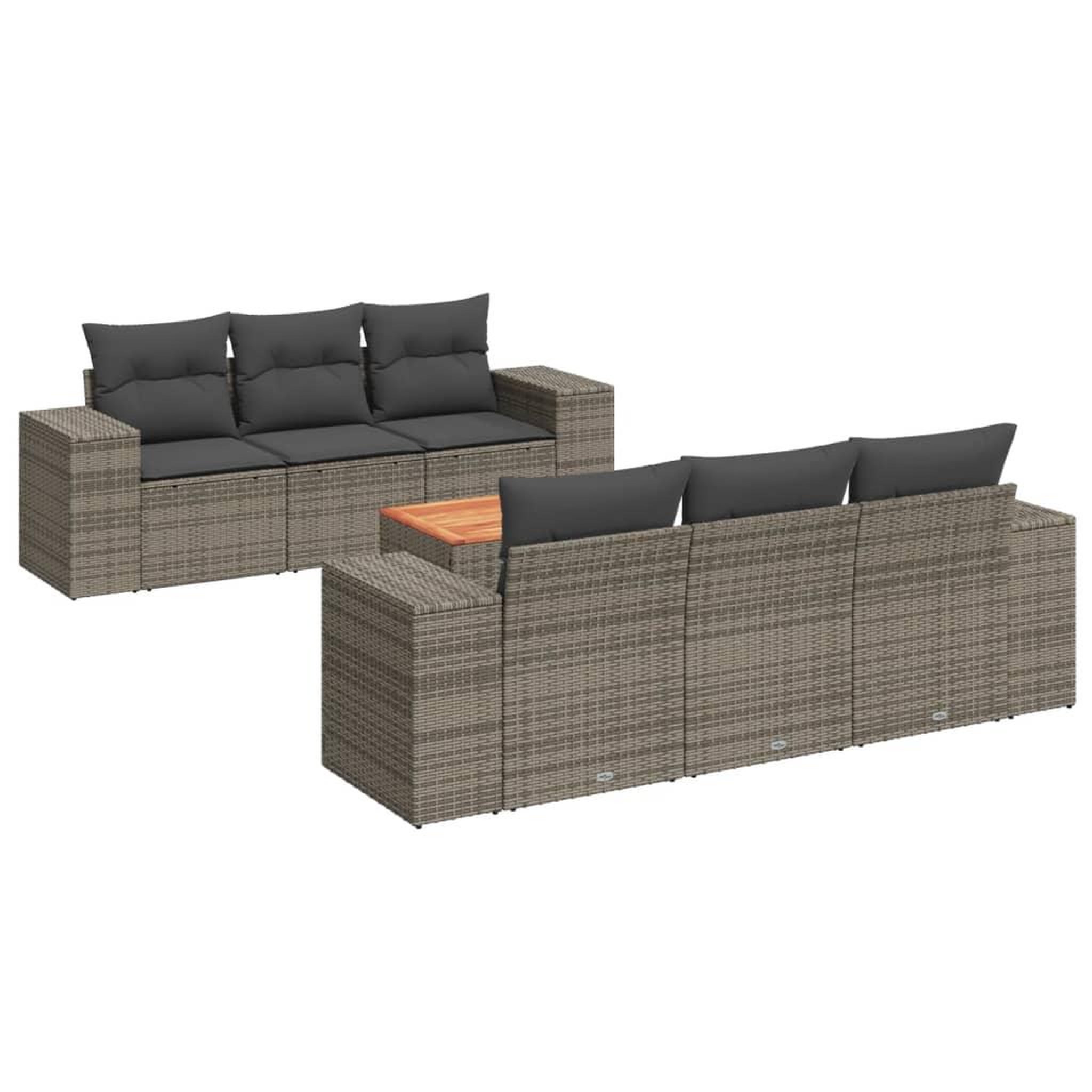 Voir la diapositive 2 : VIDAXL Salon de jardin avec coussins 7 pcs gris resine tressee
