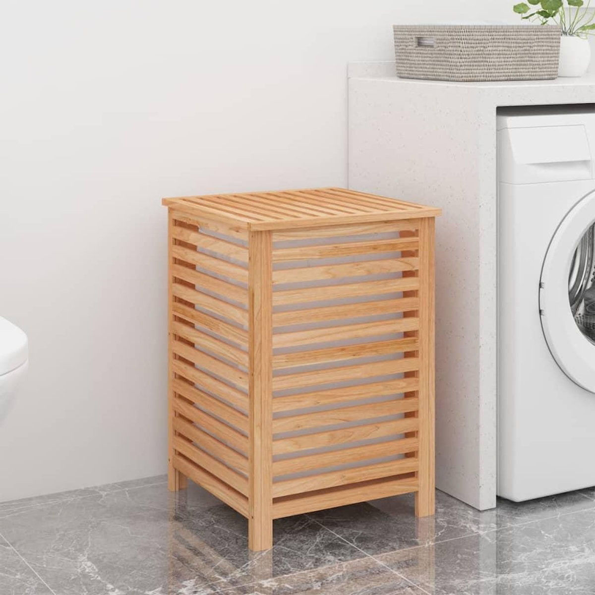 VIDAXL Panier a linge 45x45x65 cm Bois massif de noyer