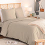 Voir la diapositive 1 : ATMOSPHERA Parure de Lit 3 Pièces  Percale  260x240cm Beige Lin