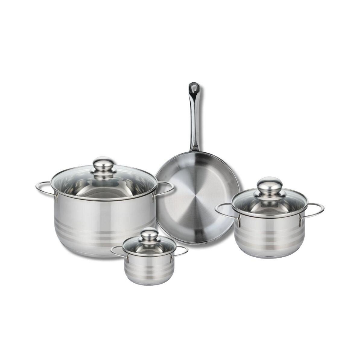 ELO Ensemble de 1 Poêle de cuisson 24 cm et 3 faitouts 12, 16 et 24 cm Elo Profi Brillant