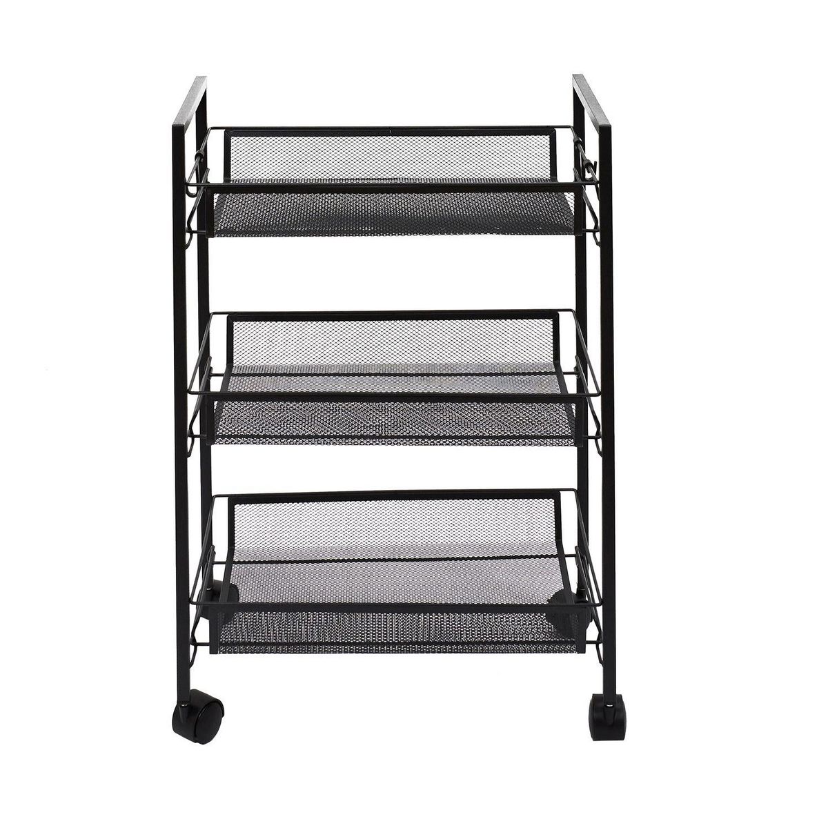 TOILINUX Desserte à roulettes 3 étages en métal - Noir