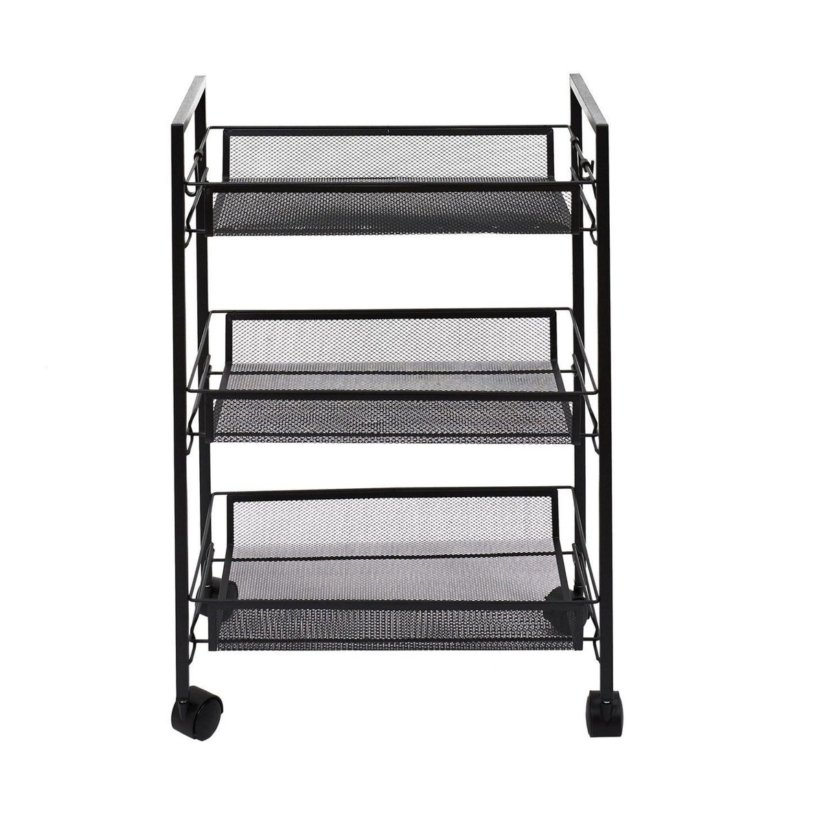 TOILINUX Desserte à roulettes 3 étages en métal - Noir