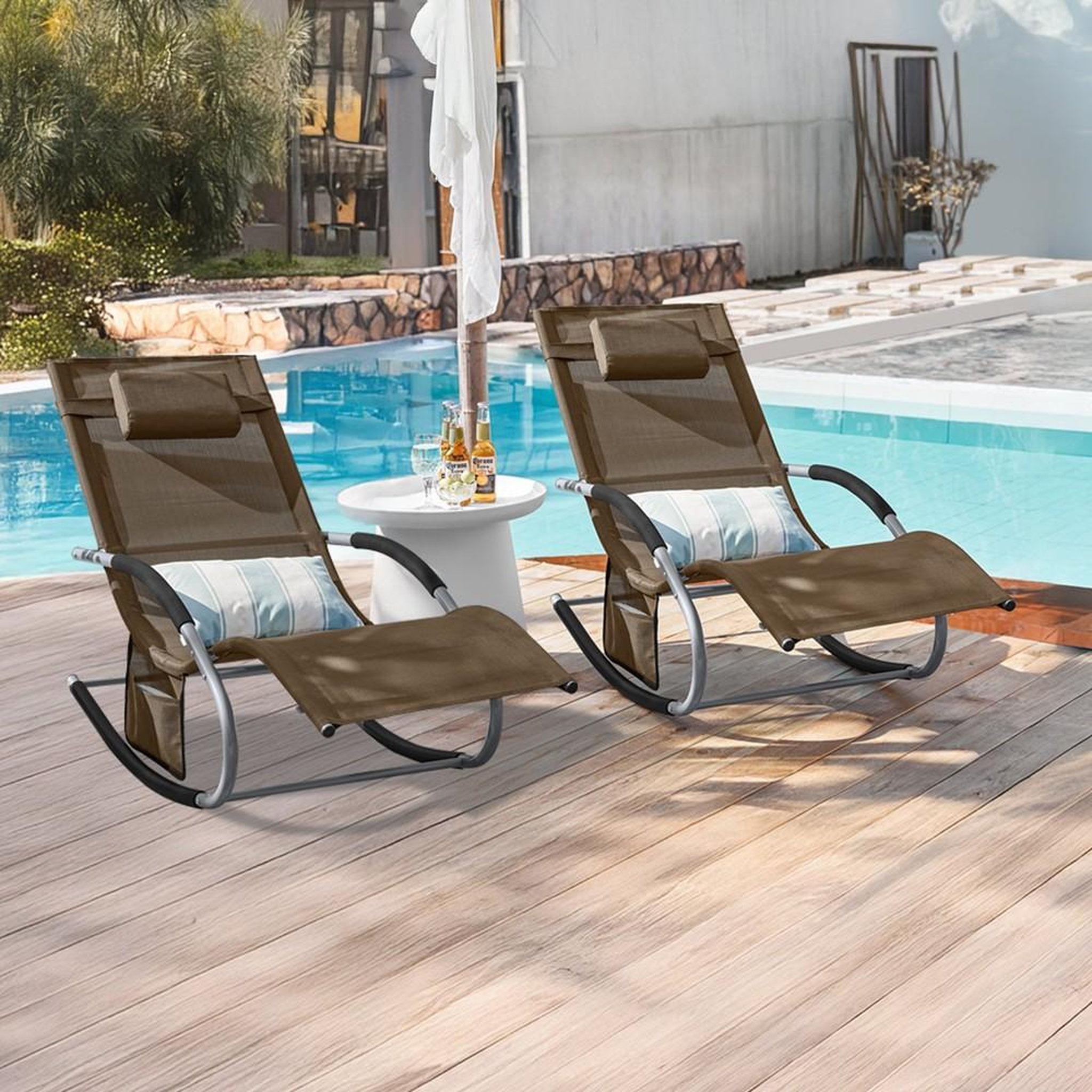 Voir la diapositive 2 : SOBUY SoBuy - Lot de 2 chaises à bascule pour jardin - Moderne - OGS28X2