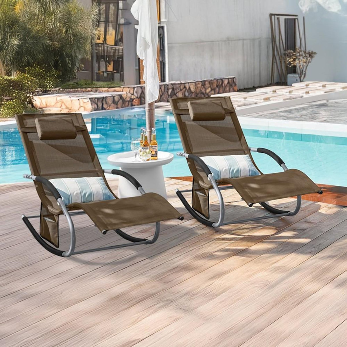SOBUY SoBuy - Lot de 2 chaises à bascule pour jardin - Moderne - OGS28X2