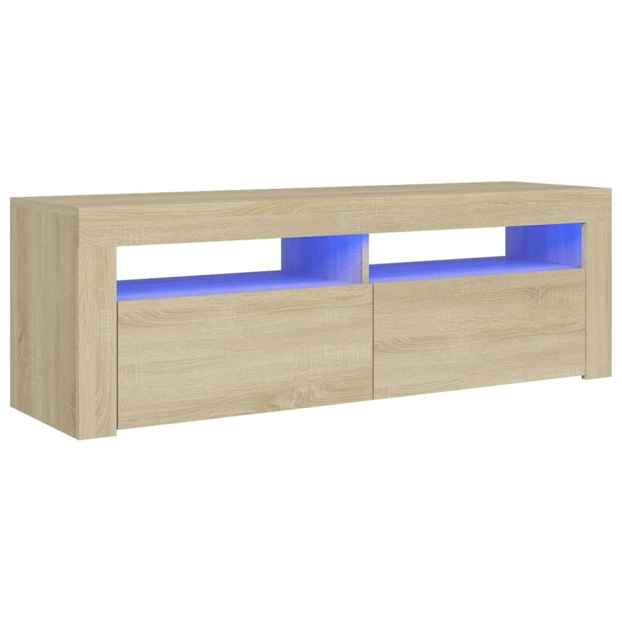 Voir la diapositive 2 : VIDAXL Meuble TV avec lumieres LED chene sonoma 120x35x40 cm