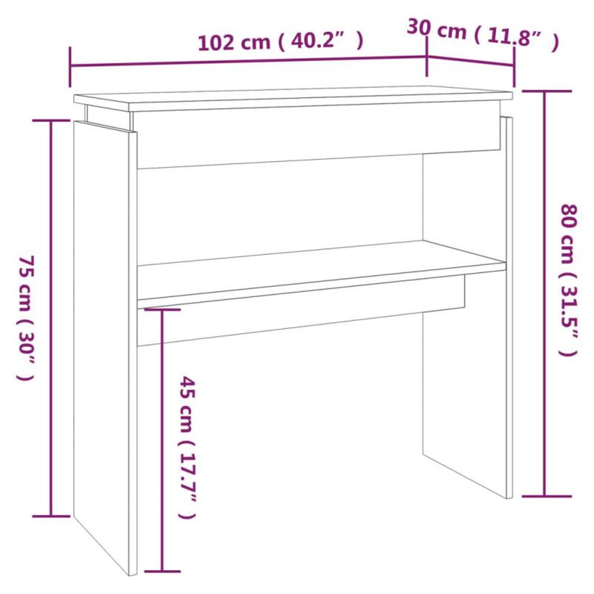 Voir la diapositive 6 : VIDAXL Table console Chêne marron 102x30x80 cm Bois d ingénierie