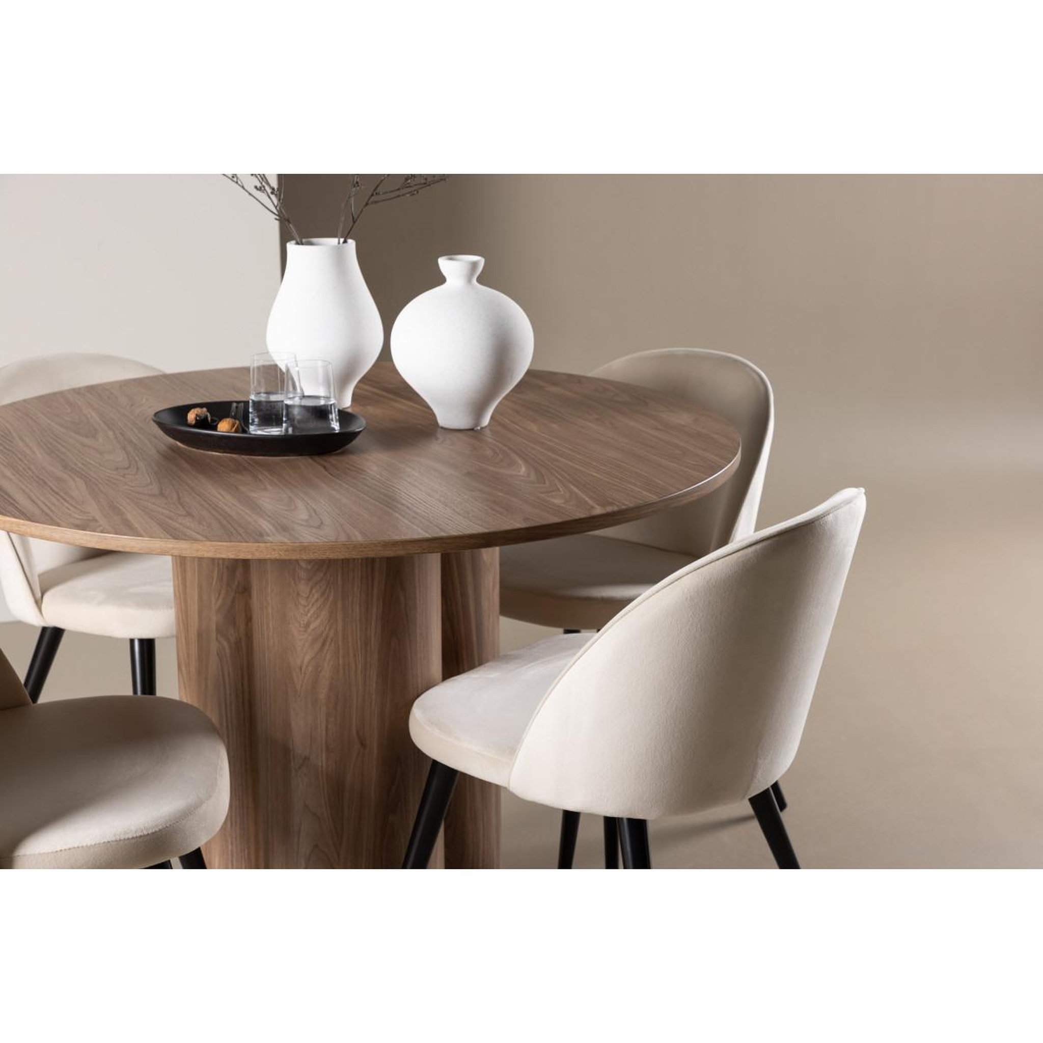 Voir la diapositive 5 : Paris Prix Ensemble table à manger & 4 chaises  olivia & velvet  110cm marron & beige