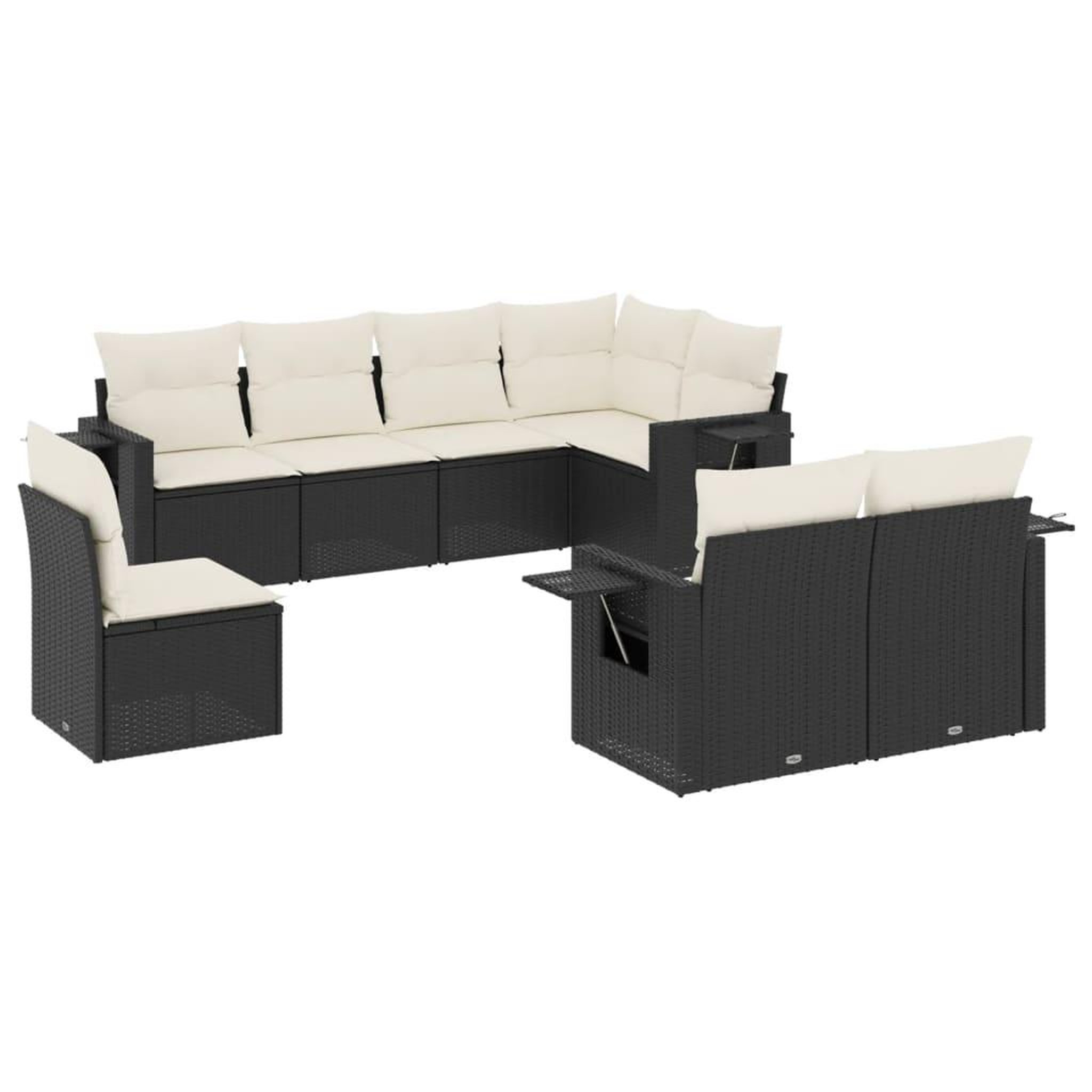 Voir la diapositive 2 : VIDAXL Salon de jardin 8 pcs avec coussins noir resine tressee