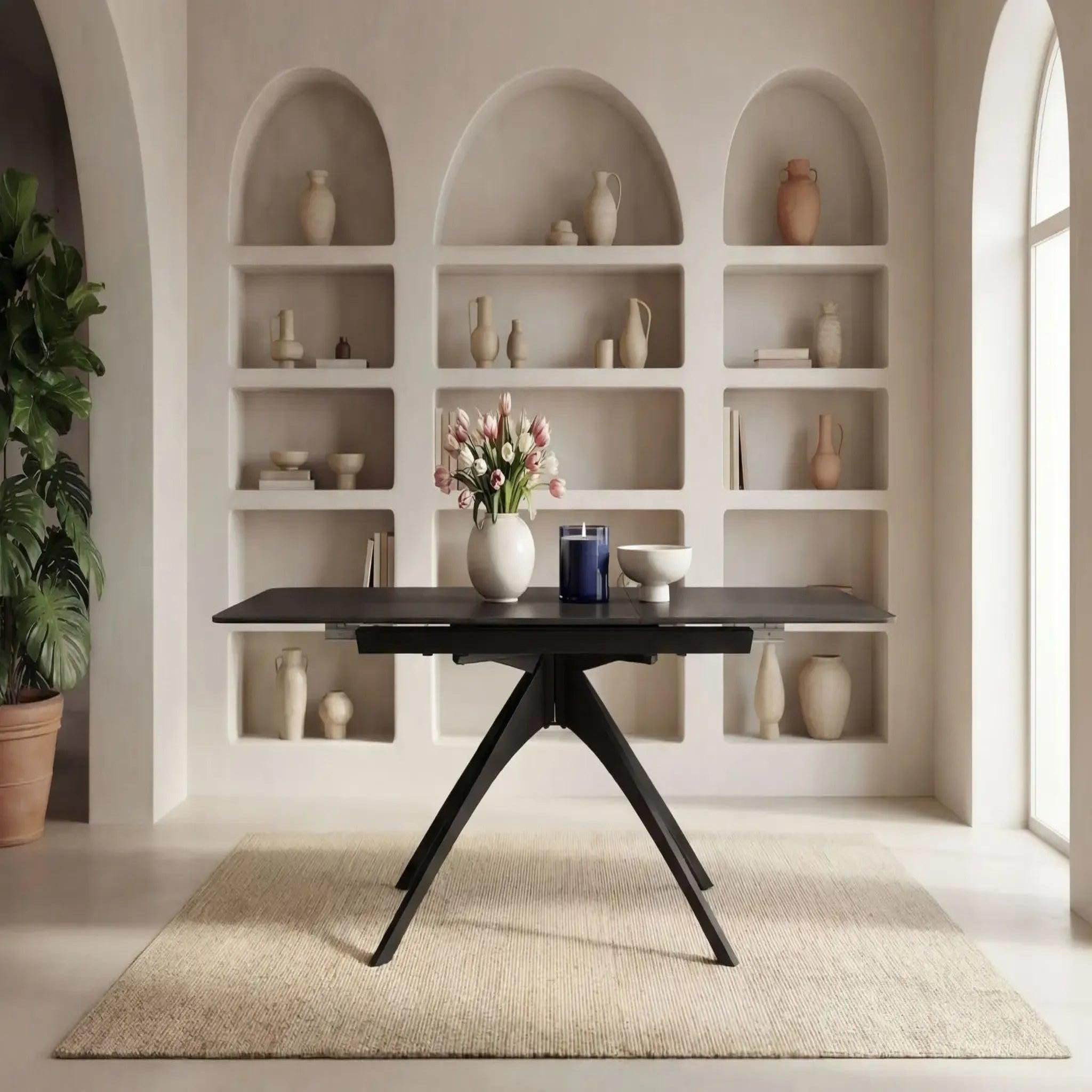Voir la diapositive 3 : CASANOVA PARIS Anoa - table à manger extensible 150 à 200cm en pierre frittée - gris foncé
