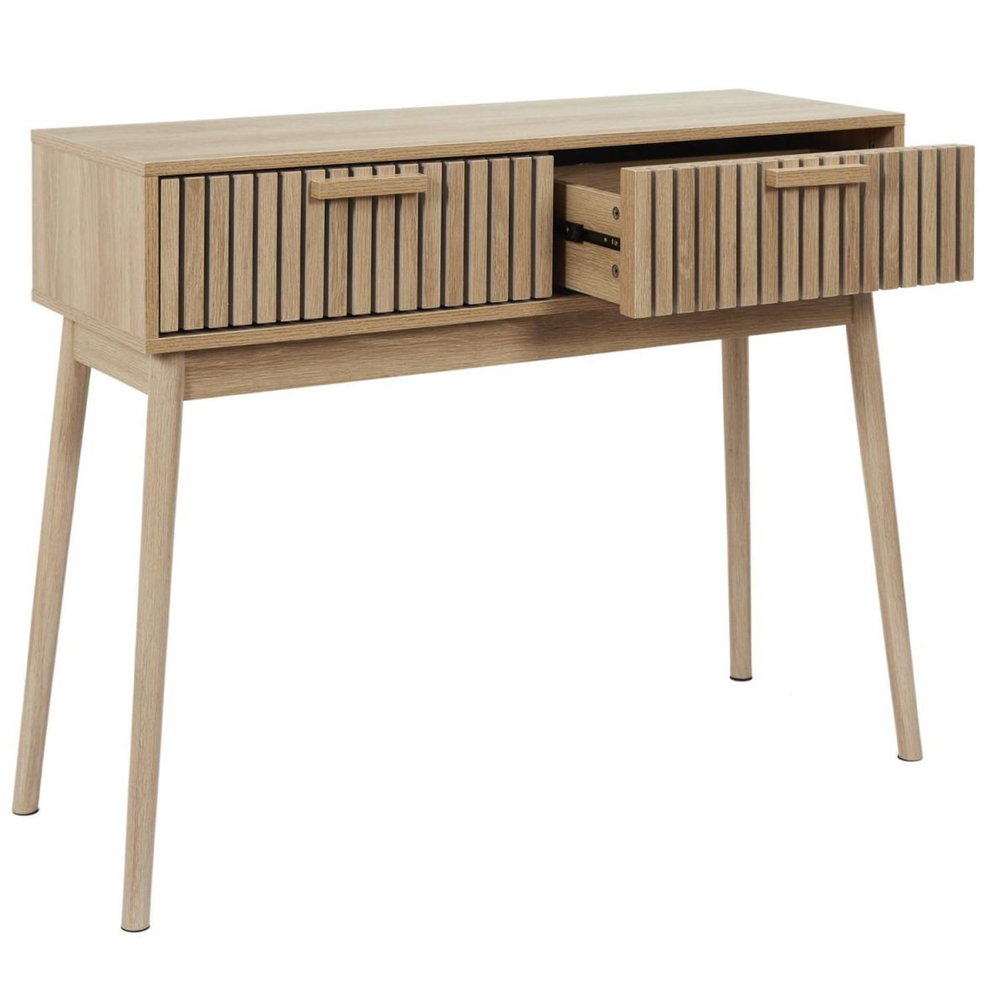 Voir la diapositive 3 : The Home Deco Factory Console 2 tiroirs  klaus  100cm marron