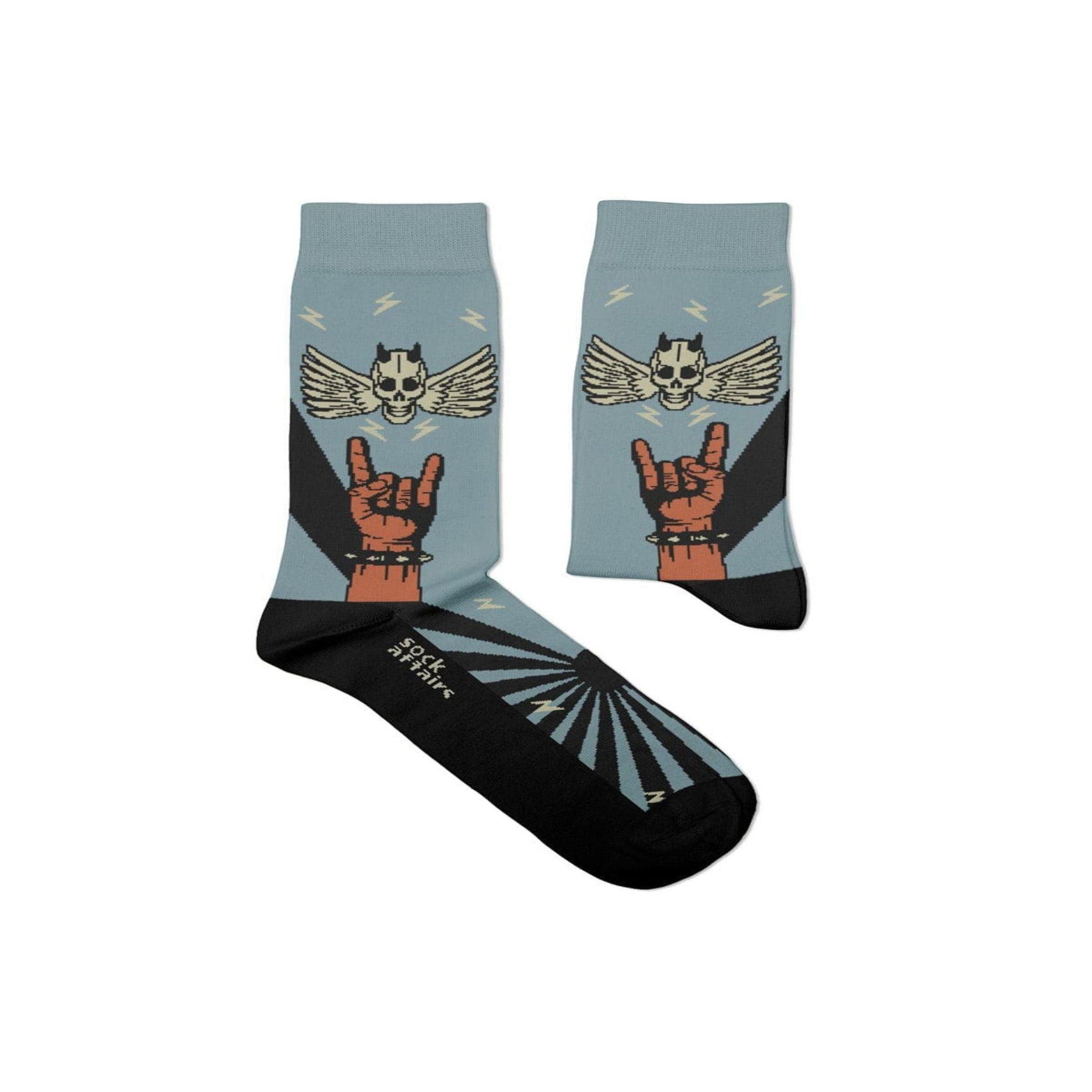 SOCK AFFAIRS Chaussettes heavy metal flying skull. Coloris disponibles : Multicolore