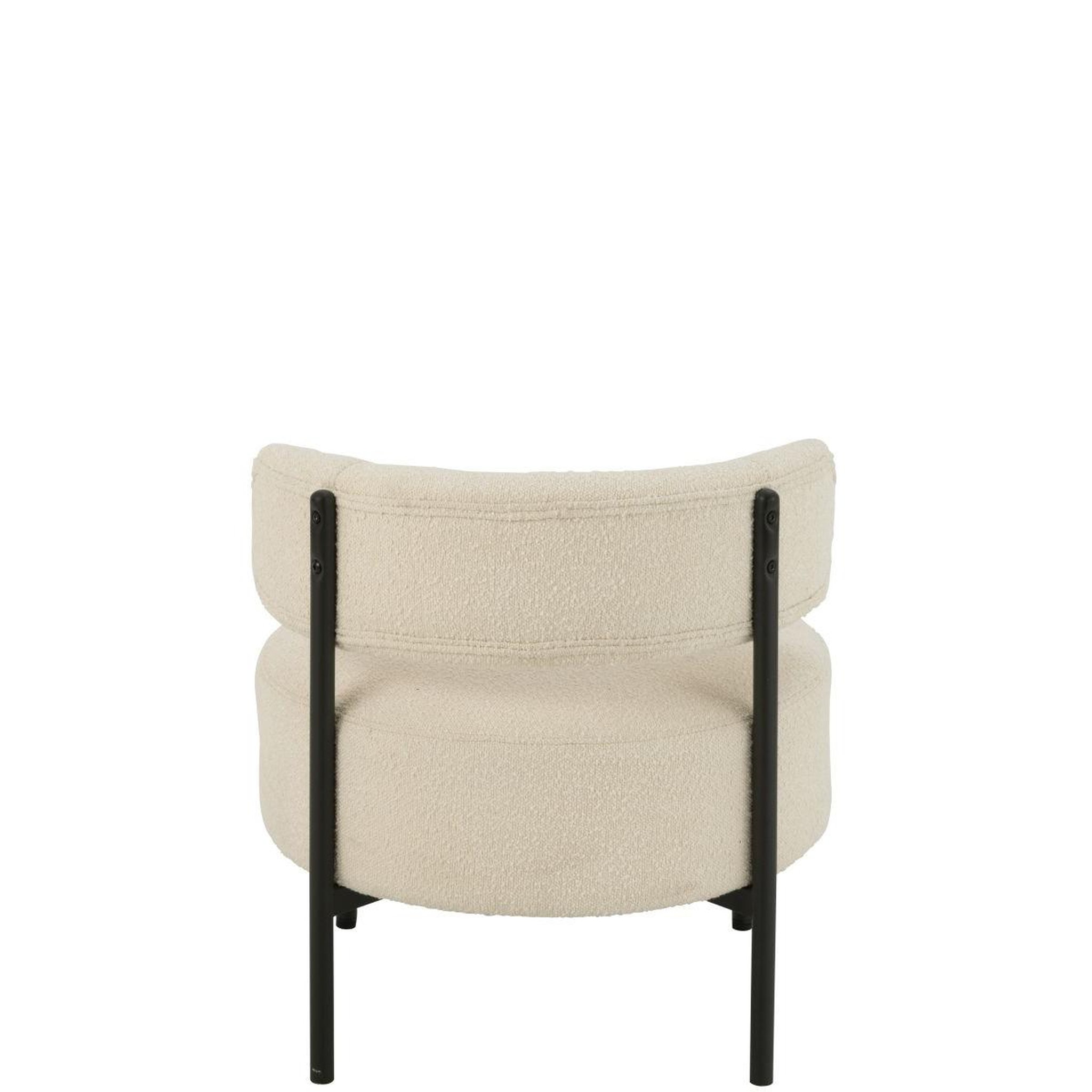 Voir la diapositive 4 : J-LINE Fauteuil lounge en tissu bouclé  aldo  67cm blanc