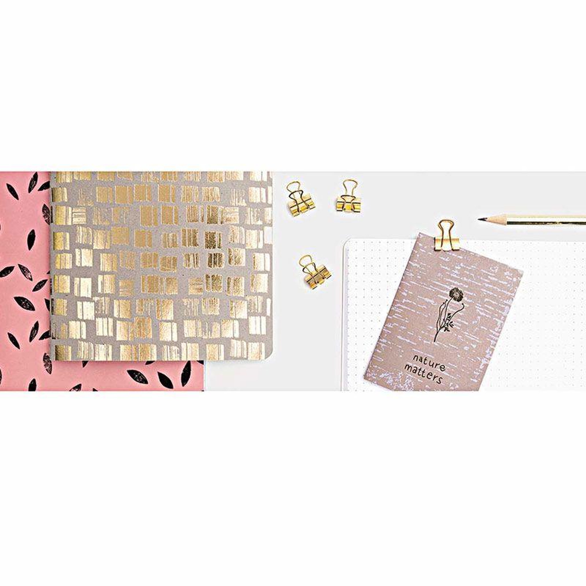 Voir la diapositive 4 : RICO DESIGN Lot de 2 carnet de notes - corail et doré - a5