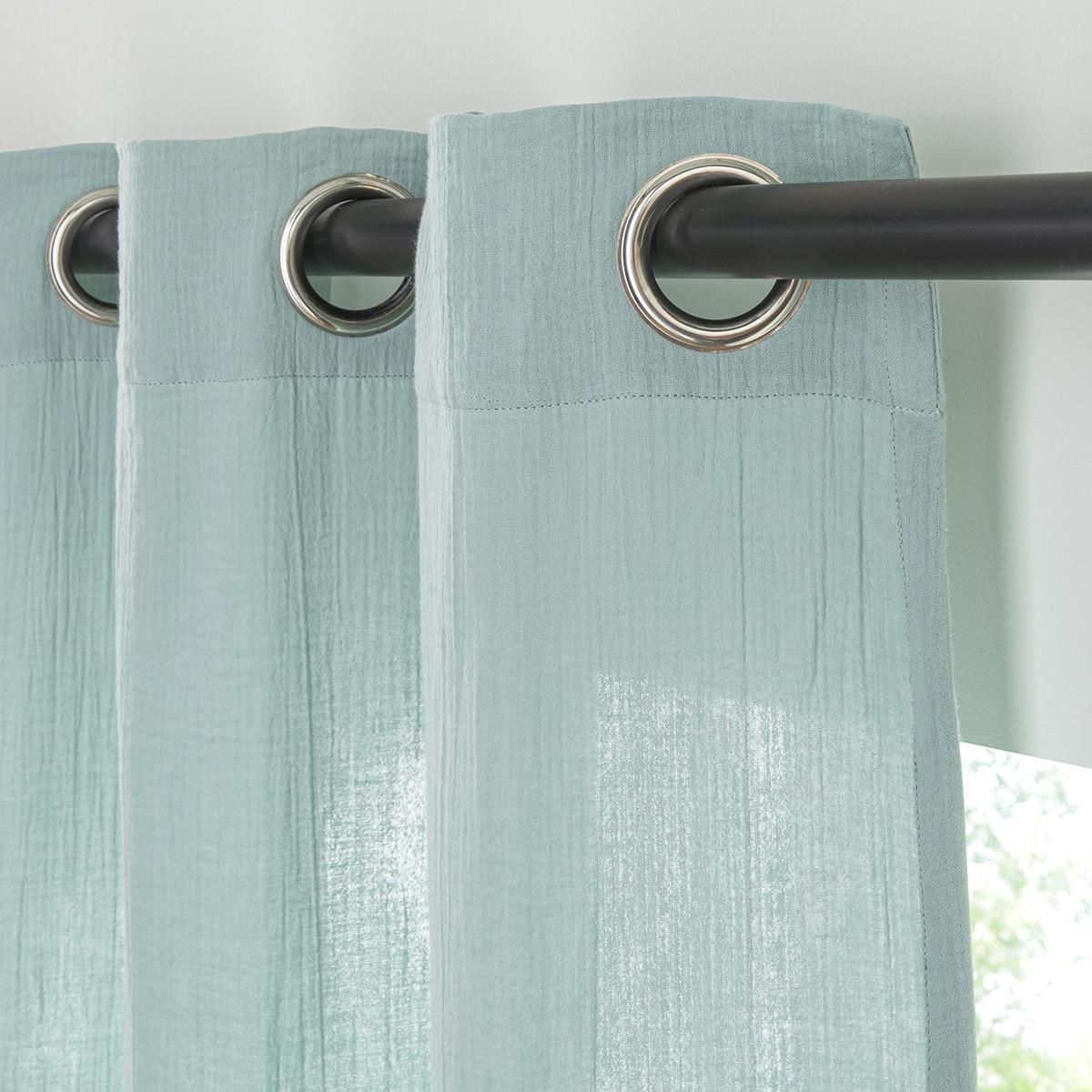 FUTURE HOME Rideau uni en gaze de coton oeillets à l'unité 140x300cm