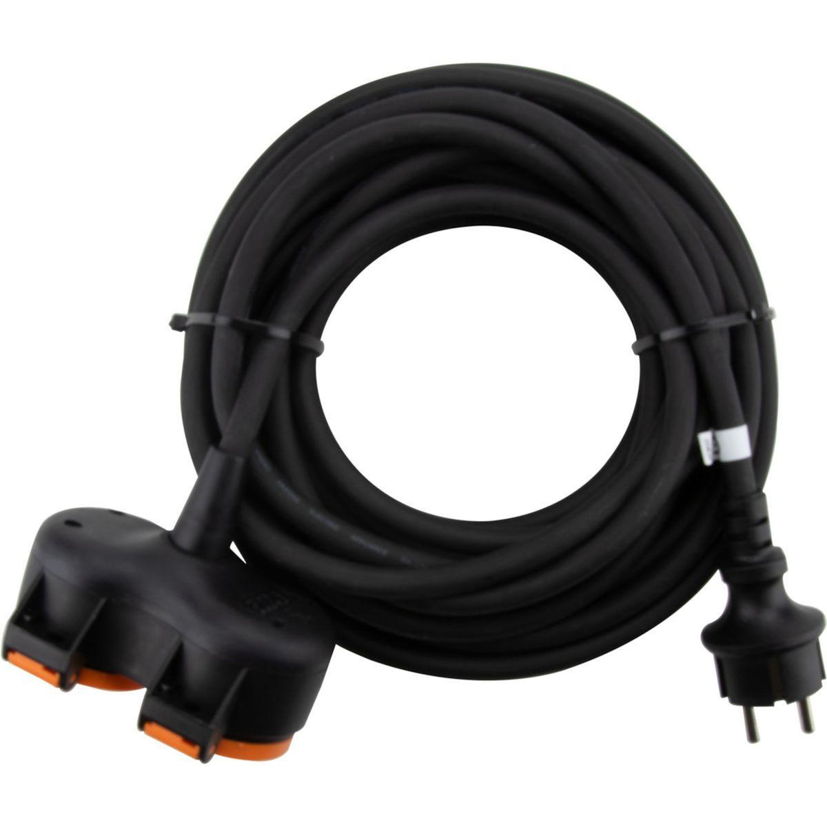 ZENITECH Multiprise bi-tete à clapet 10m H07RN-F IP44 3G1.5