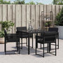 Voir la diapositive 3 : VIDAXL Chaises de jardin lot de 4 avec coussins noir resine tressee