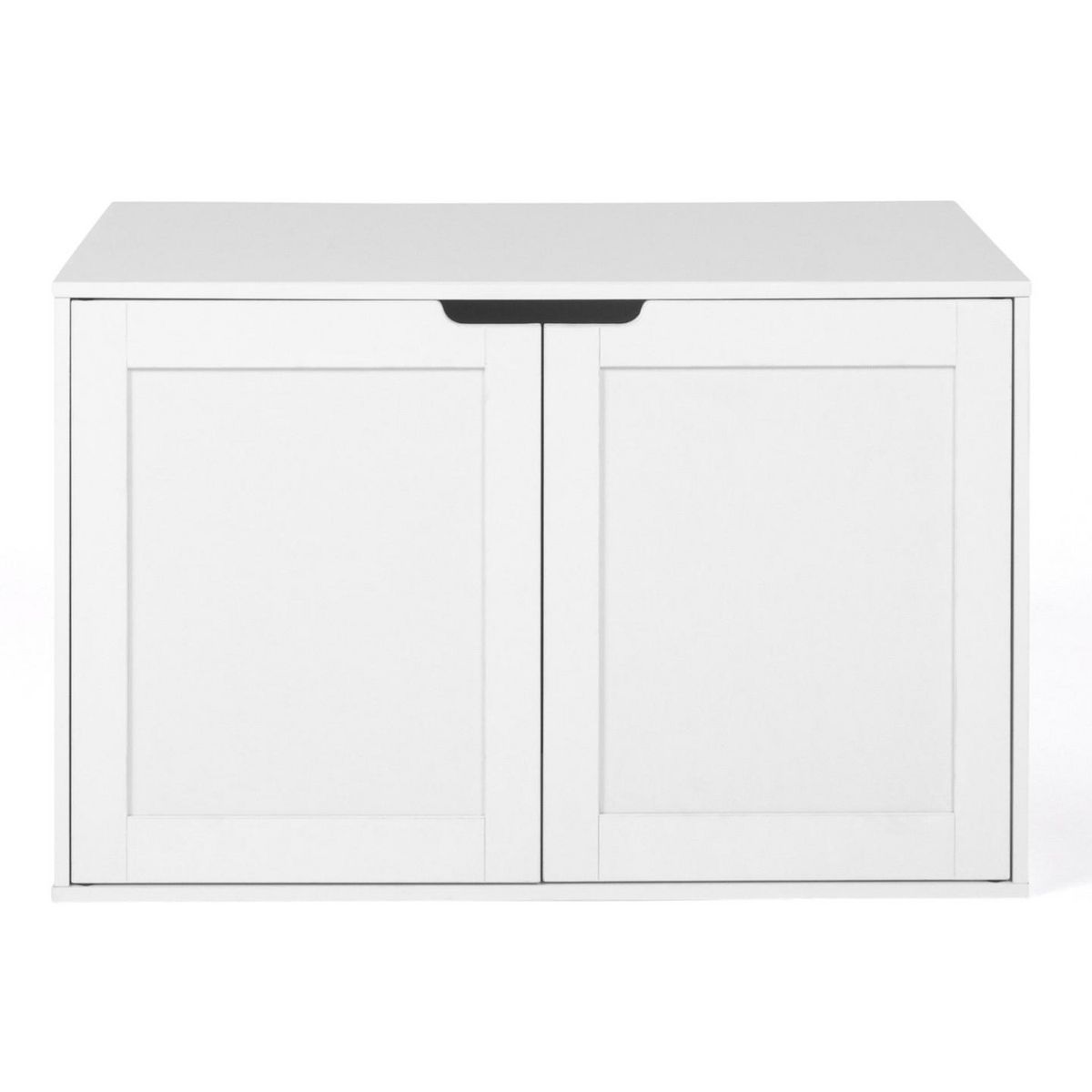 ID MARKET Maison de toilette chat - cache-litière avec doubles portes blanc