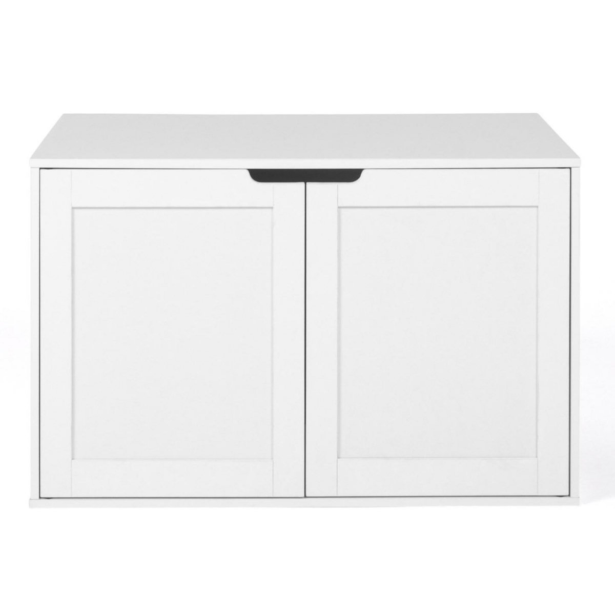 ID MARKET Maison de toilette chat - cache-litière avec doubles portes blanc