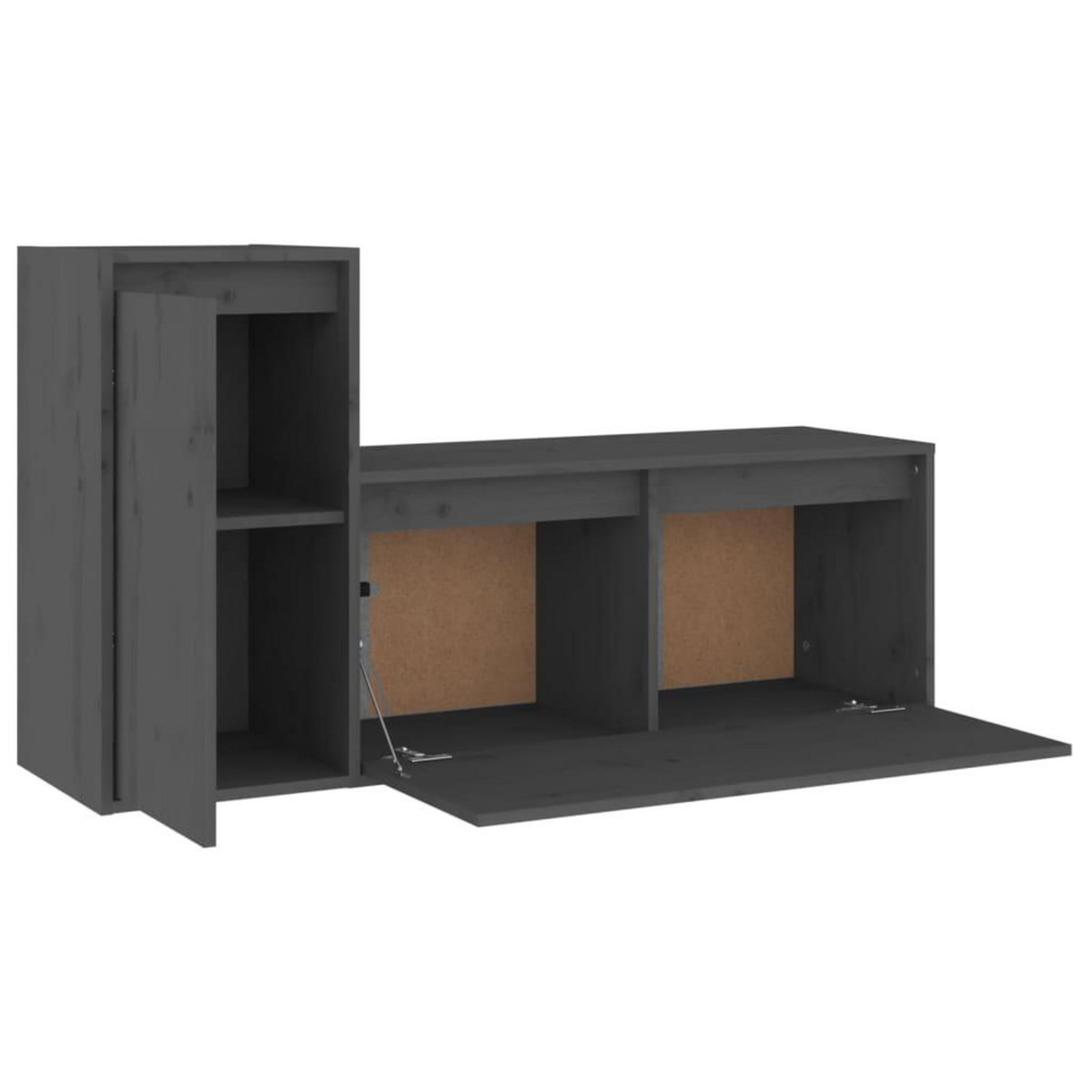 VIDAXL Meubles TV 2 pcs Gris Bois massif de pin