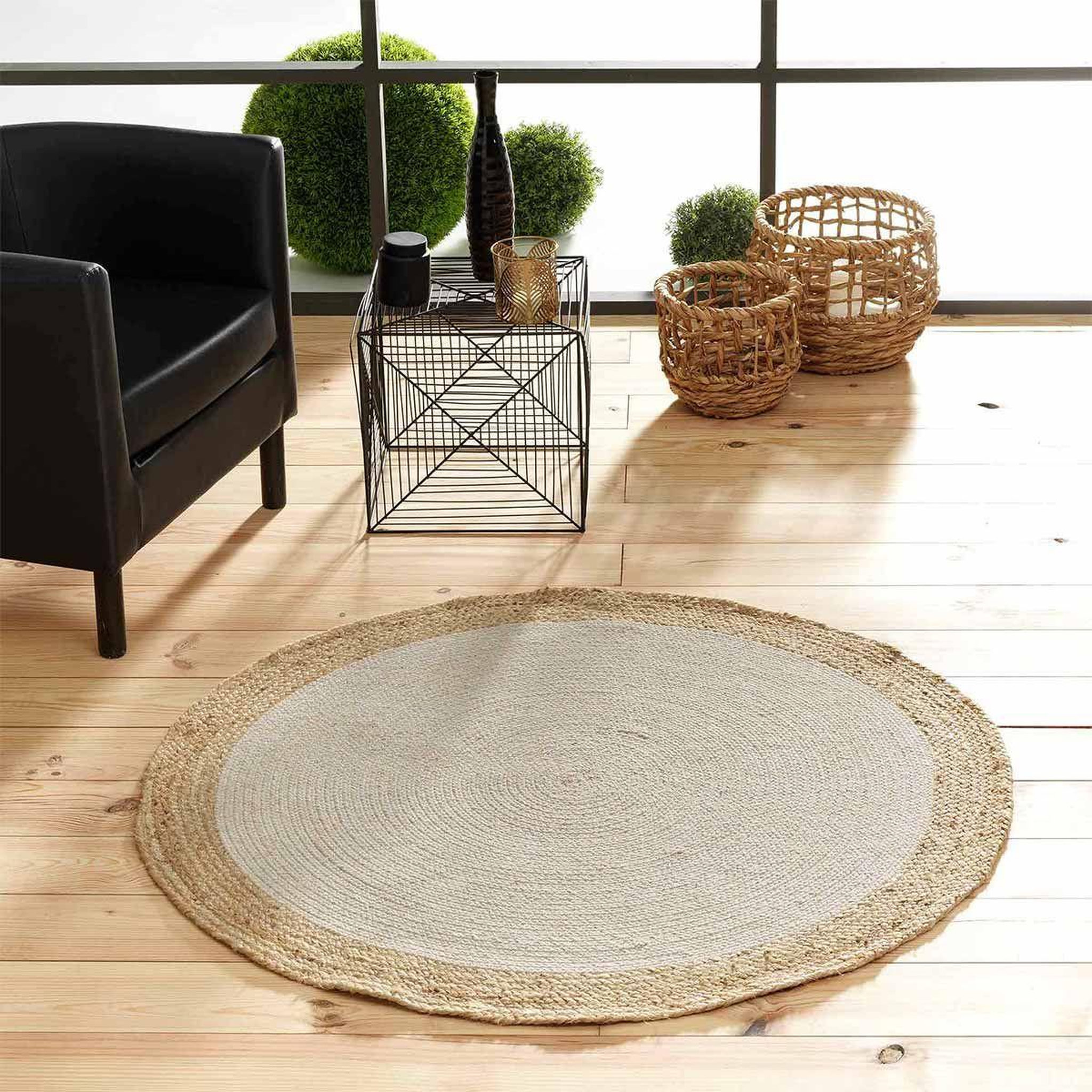 Voir la diapositive 5 : Douceur d'Intérieur Tapis déco rond en jute  mario  120cm naturel & or