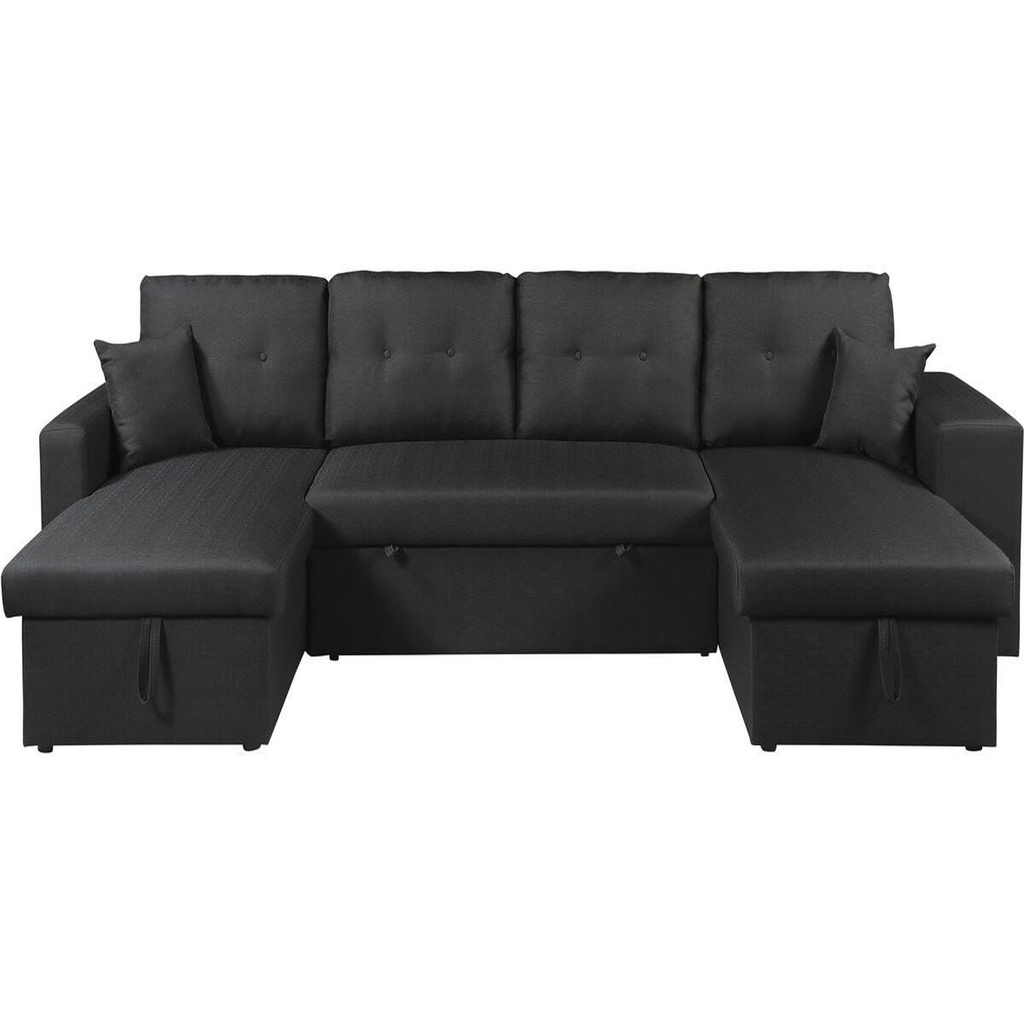 Habitat et Jardin Canapé d'angle panoramique convertible en tissu  axel  - 4 places - noir