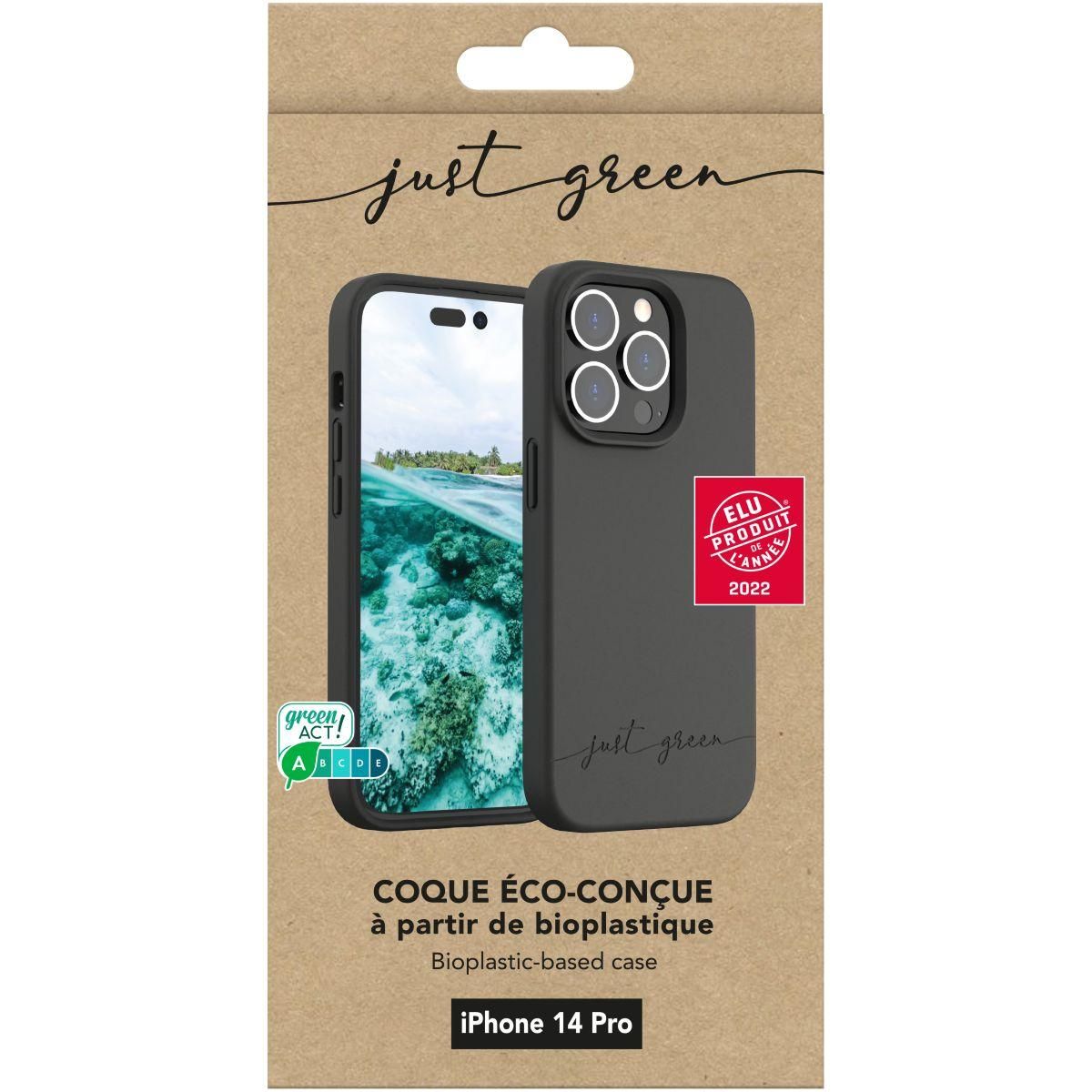 JUST GREEN Coque iPhone 14 Pro Bio noir